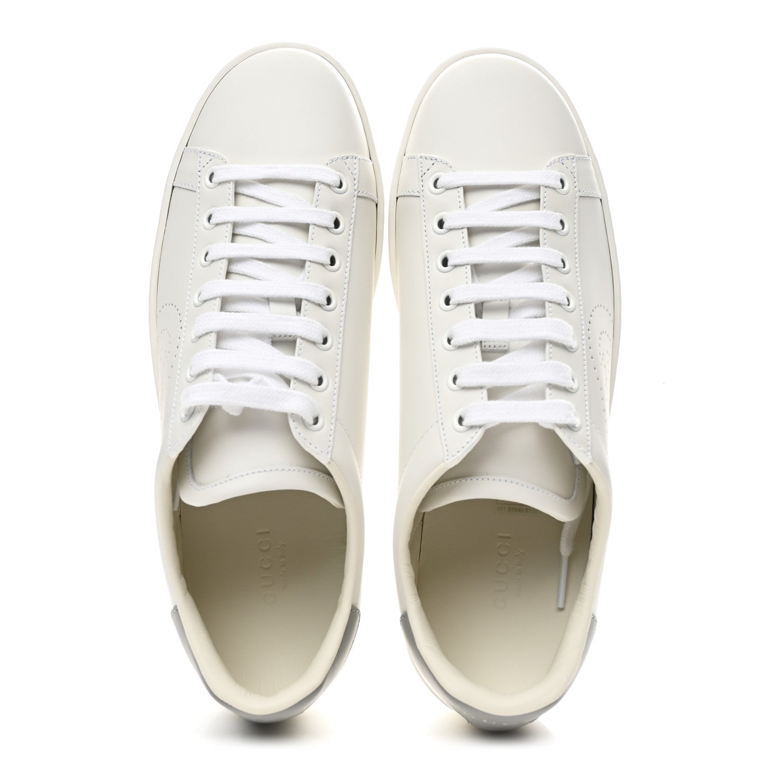 Calfskin Interlocking G Perforated Womens Ace Sneakers 38.5 White Grey Sky