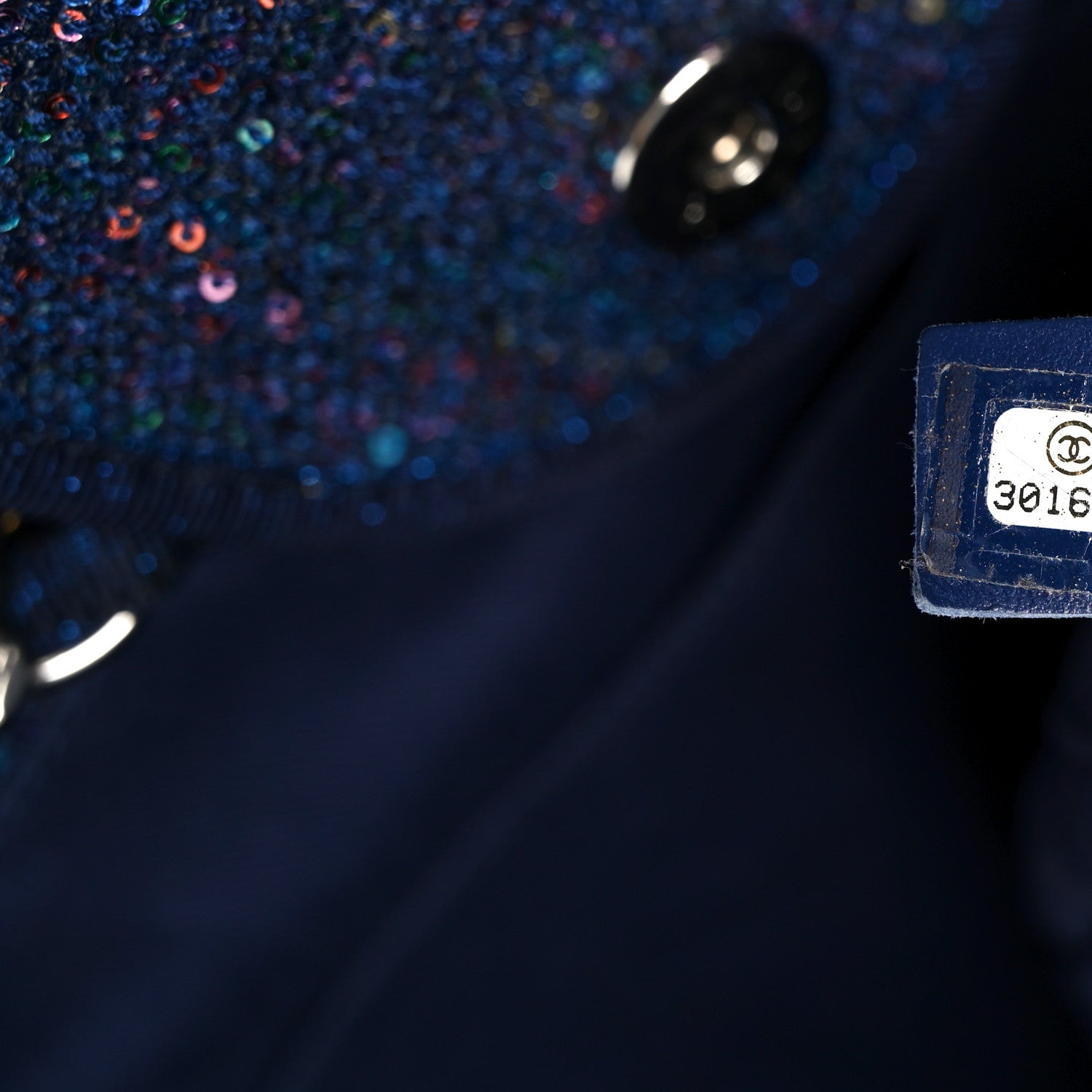 Calfskin Sequin Medium Deauville Tote Blue Multicolor