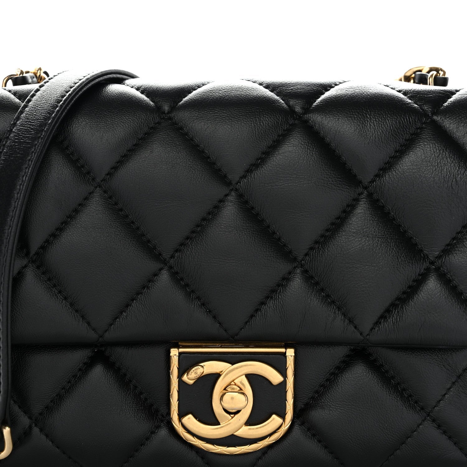 Lambskin Quilted Mini Square Flap Black