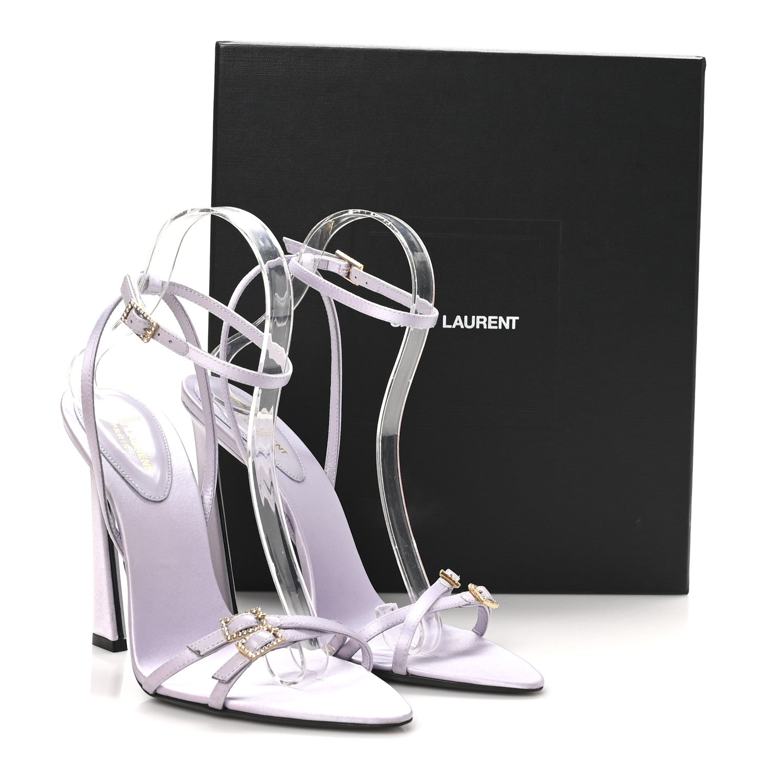 Crepe Satin Crystal New Nuit 110 Sandals 38 Poly Grey