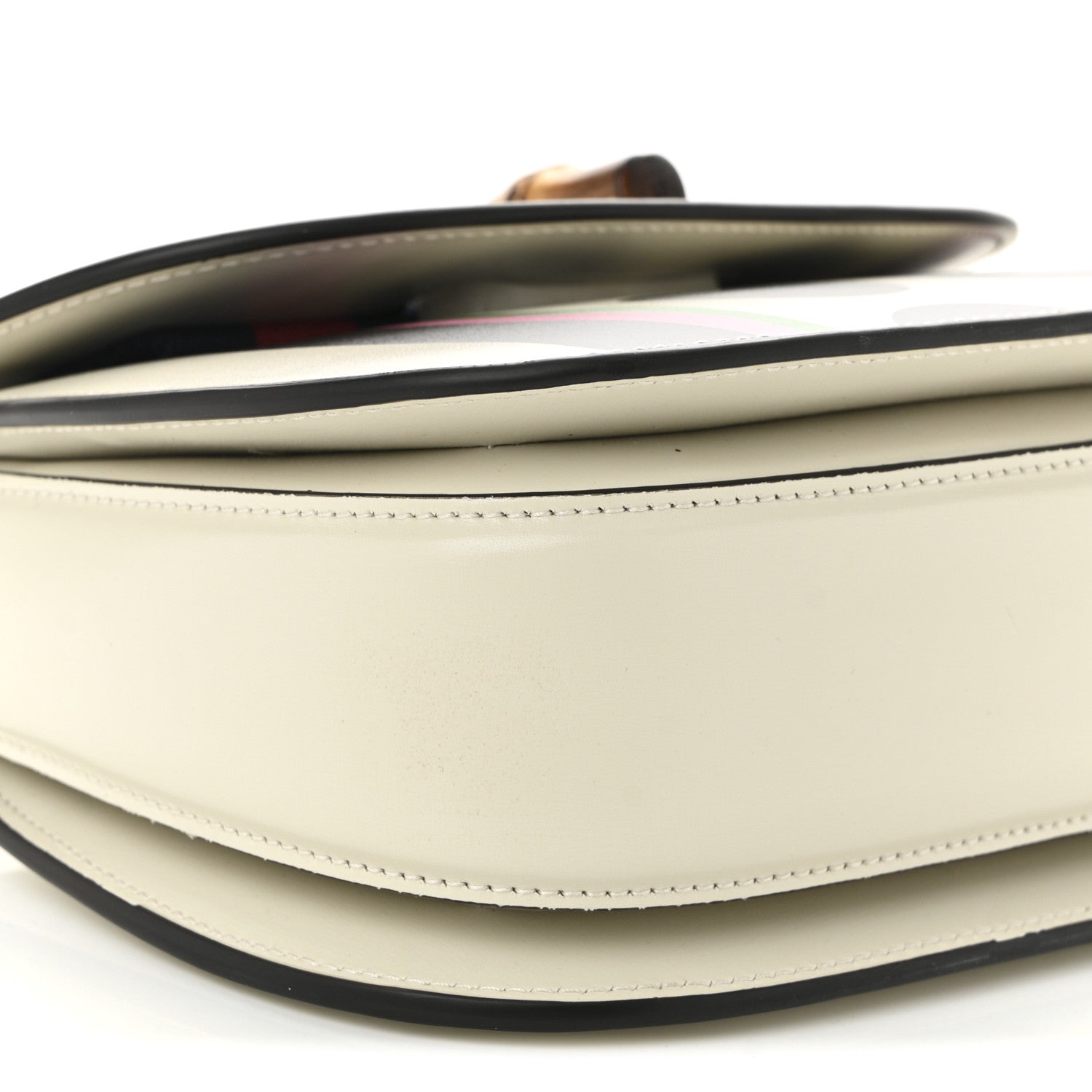 Calfskin Web Geometric Print Small Bamboo 1947 Top Handle Bag White Multi