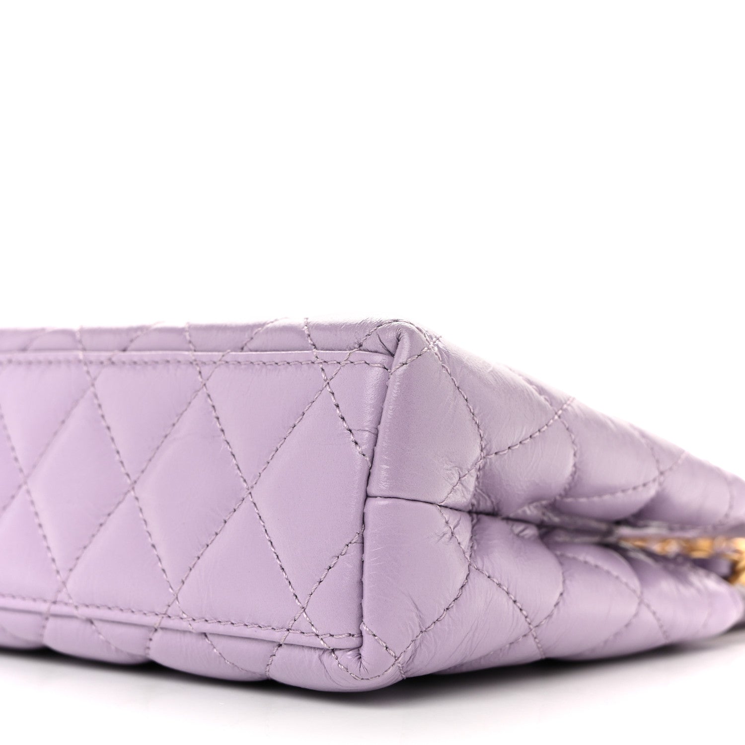 Shiny Aged Calfskin Quilted Nano Kelly Shopper Lilac