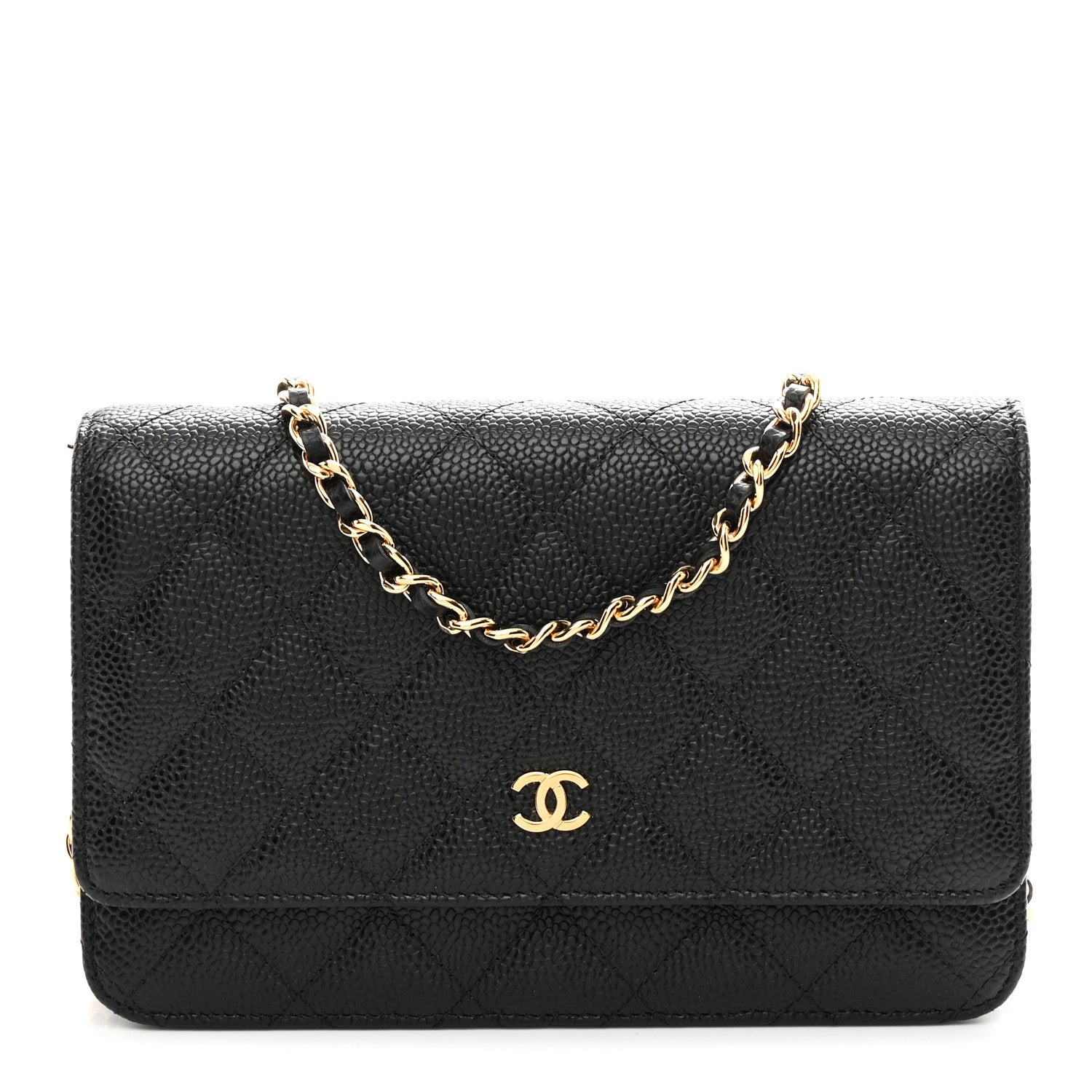 Lambskin Quilted Wallet On Chain WOC Black