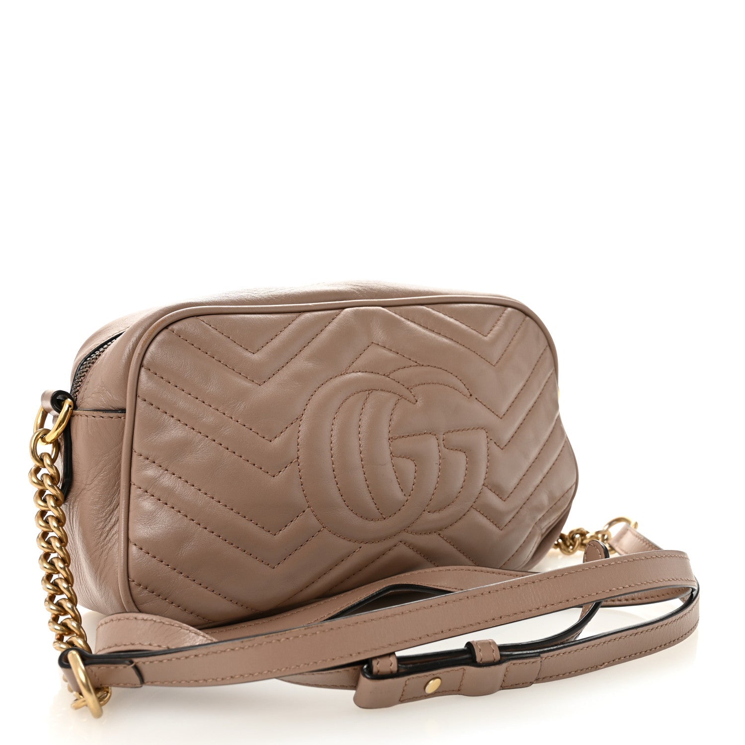 Calfskin Matelasse Small GG Marmont Chain Shoulder Bag Porcelain Rose