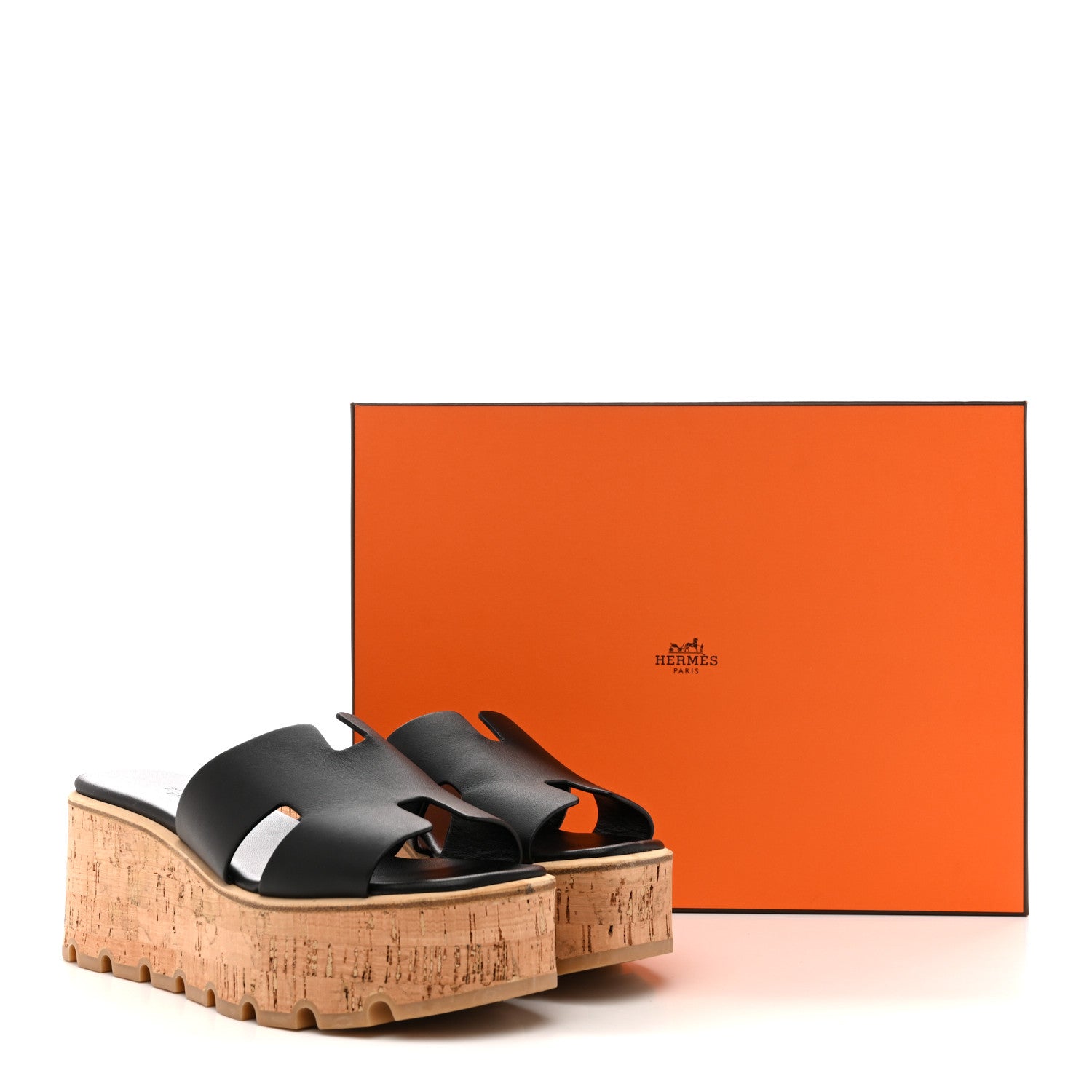 Calfskin Cork Eze 30 Sandals 37 Black