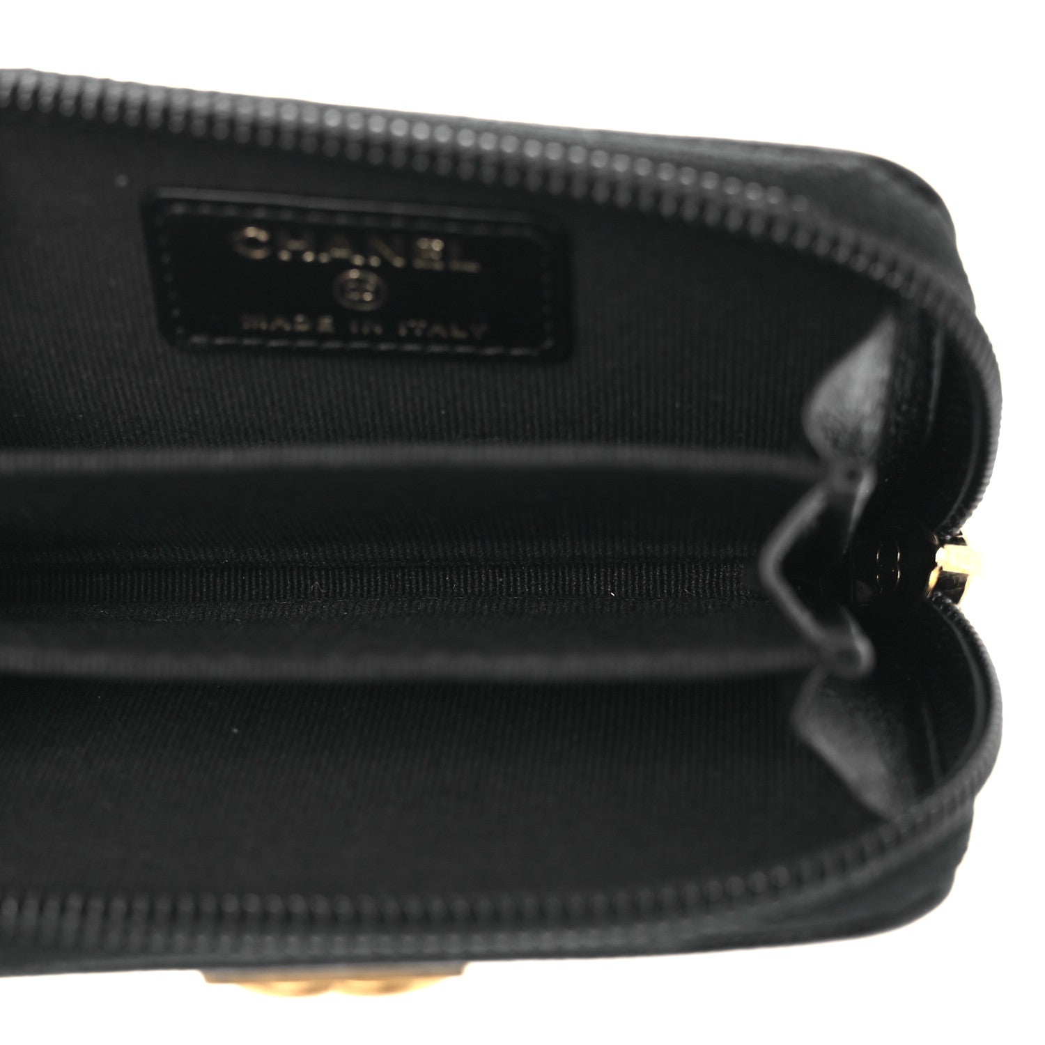 Caviar Quilted Boy Zip Around Coin Purse Wallet Black