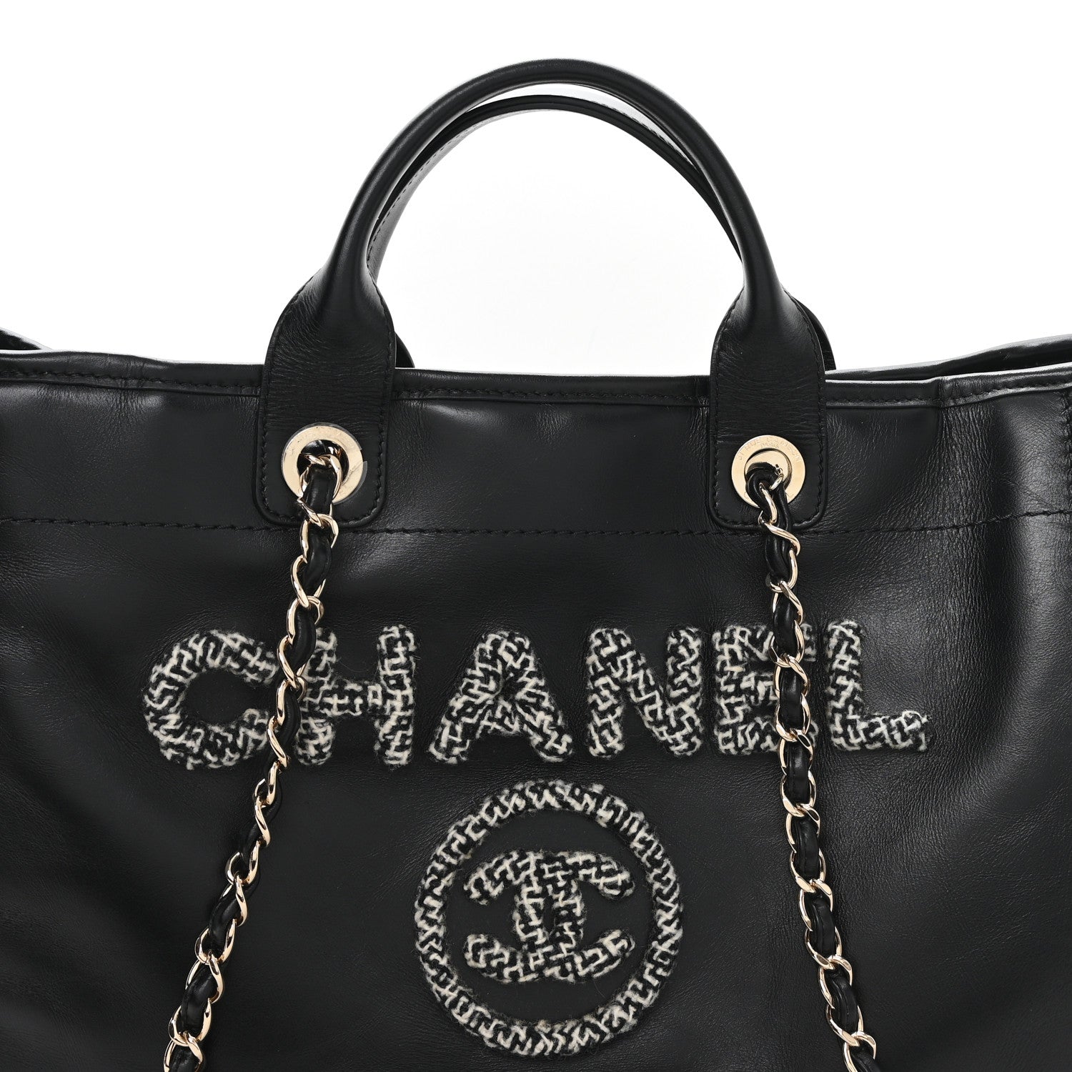 Calfskin Tweed Medium Deauville Tote Black Multicolor
