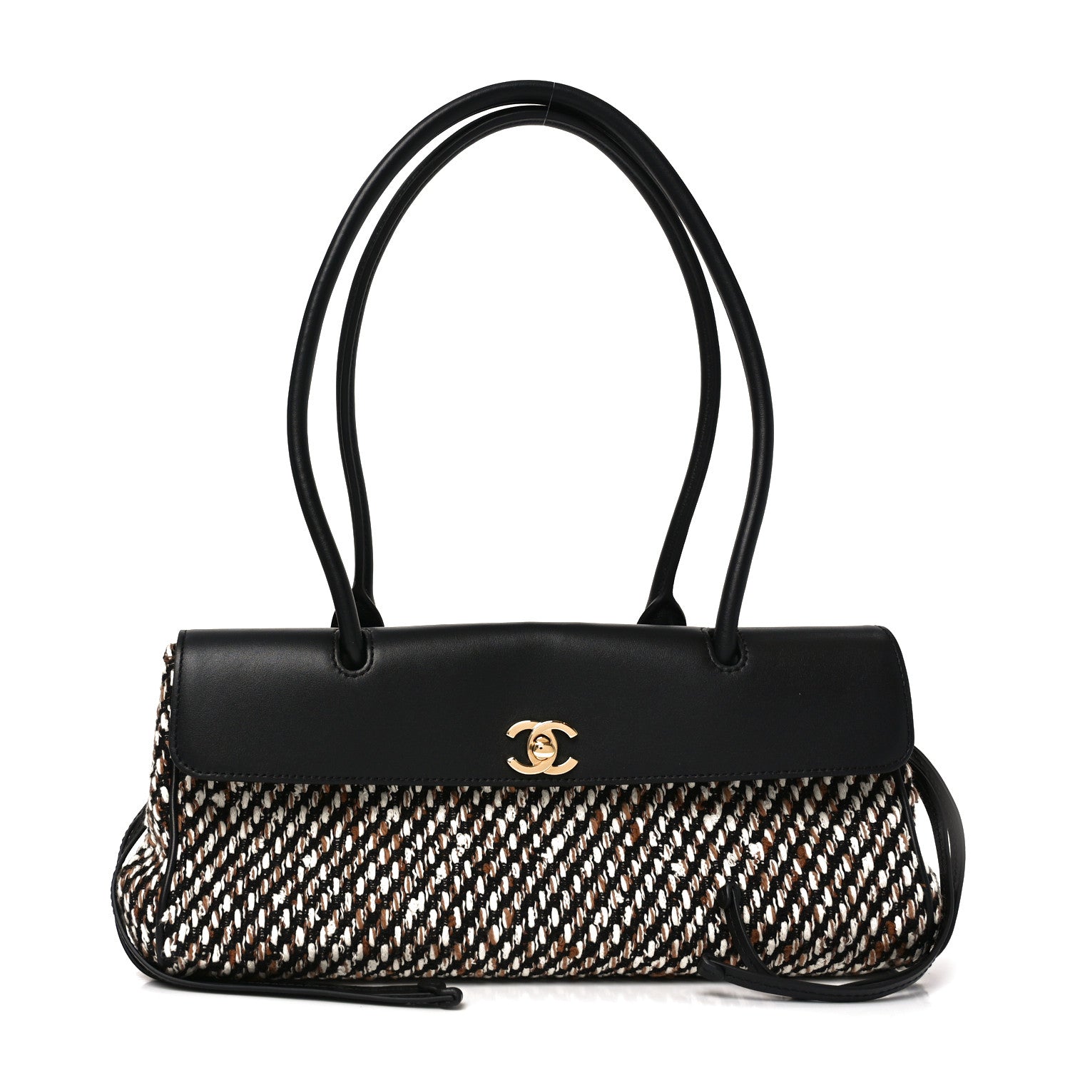 Tweed Calfskin Urban Essentials Small Shopping Bag Black Multicolor