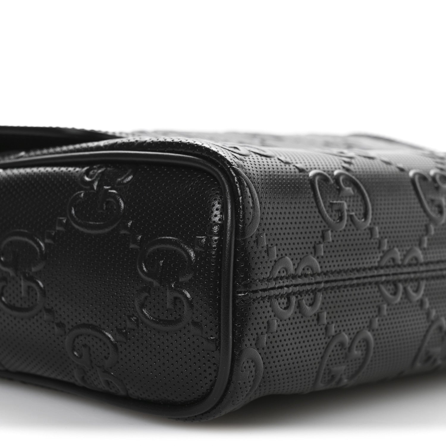 Calfskin GG Tennis Embossed Shoulder Bag Black