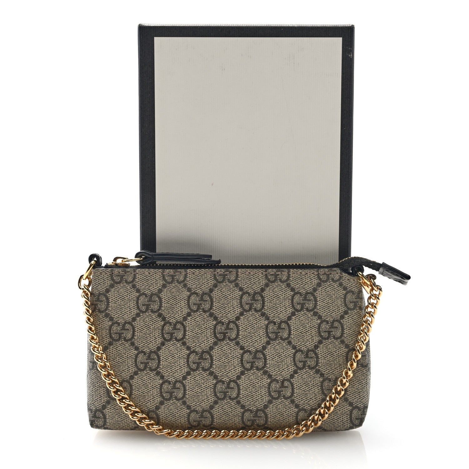 GG Supreme Monogram Mini Chain Bag Beige Black
