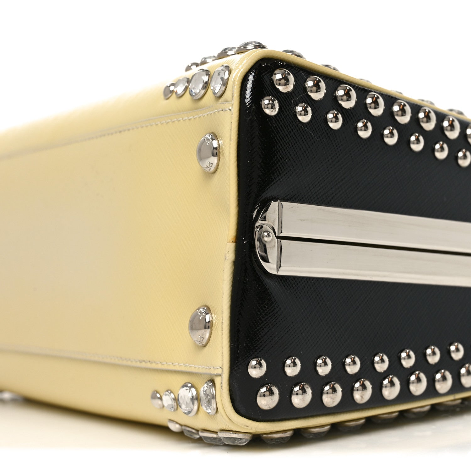 Saffiano Lux Crystal Pyramid Bag Talco Black