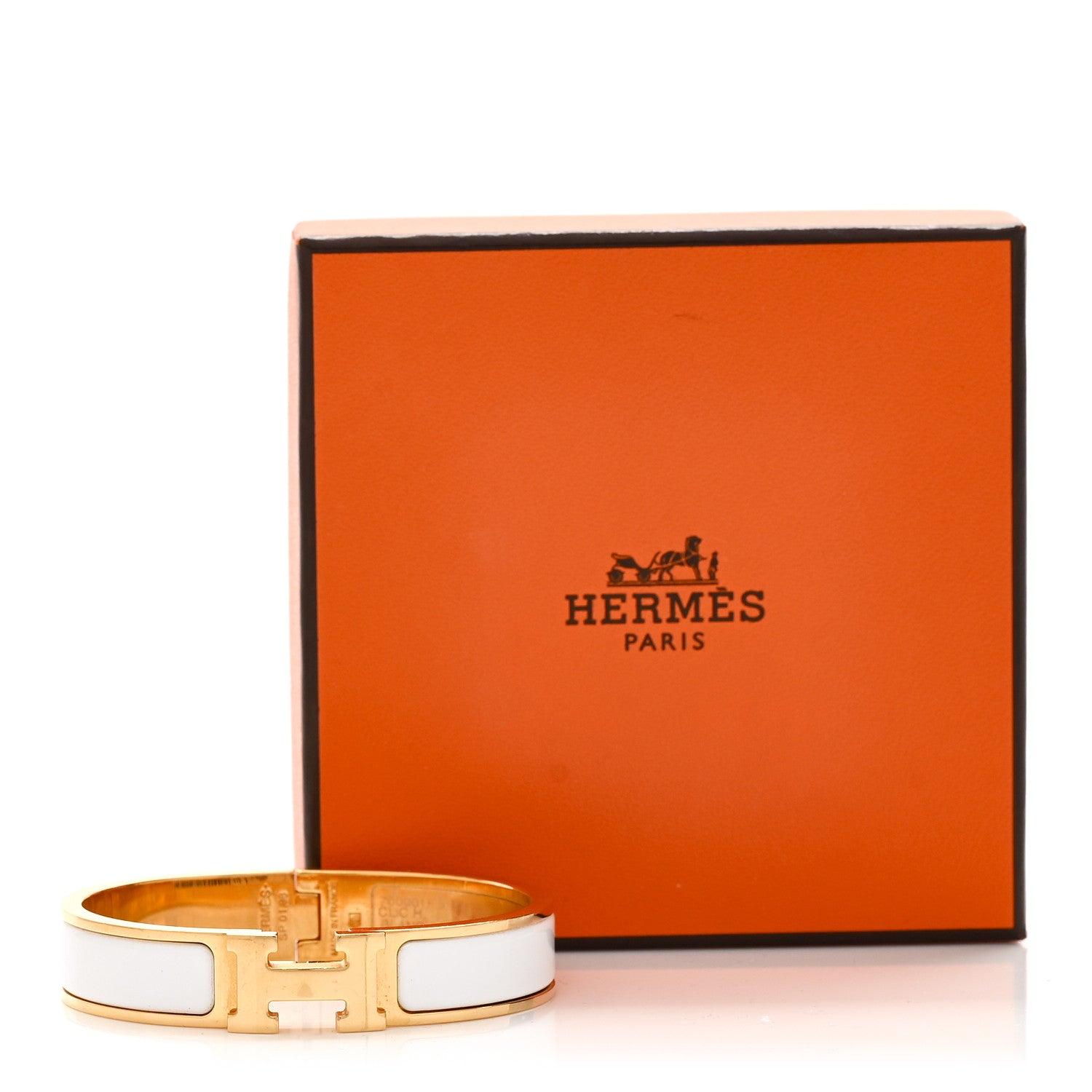 Enamel Narrow Clic Clac H Bracelet PM White
