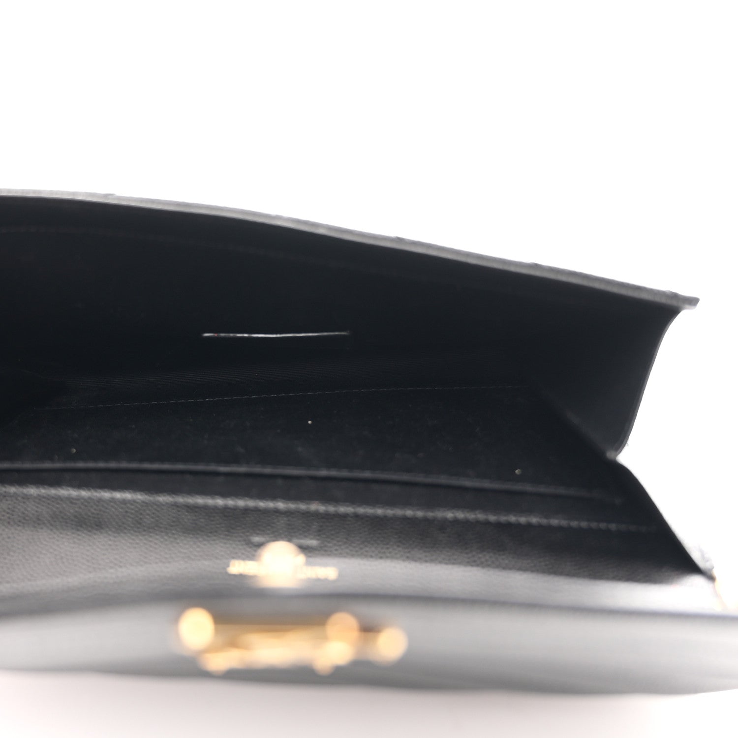 Grain De Poudre Matelasse Chevron Monogram Envelope Clutch Black