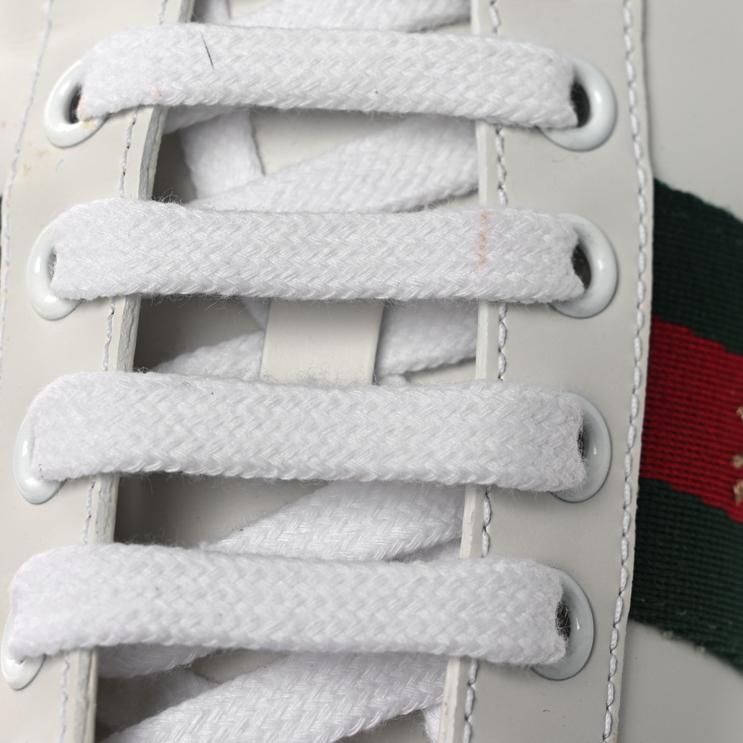 Calfskin Ayers Bee Embroidered Womens Ace Sneakers 35 White Green
