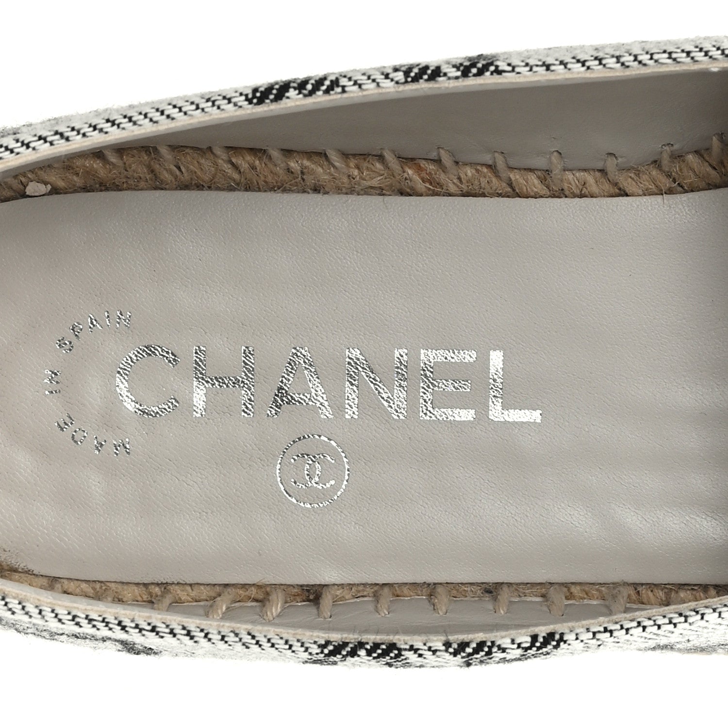 Cotton Jacquard Grosgrain CC Print Espadrilles 40 Grey Black