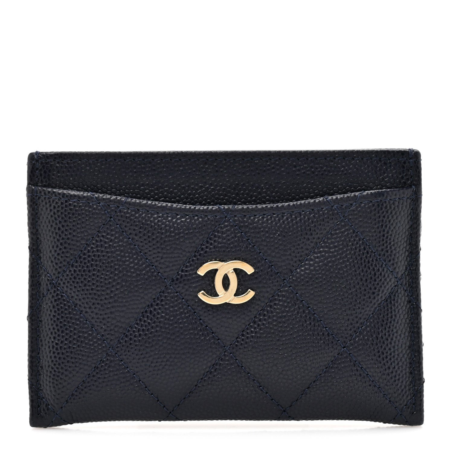 Caviar Quilted Card Holder Navy