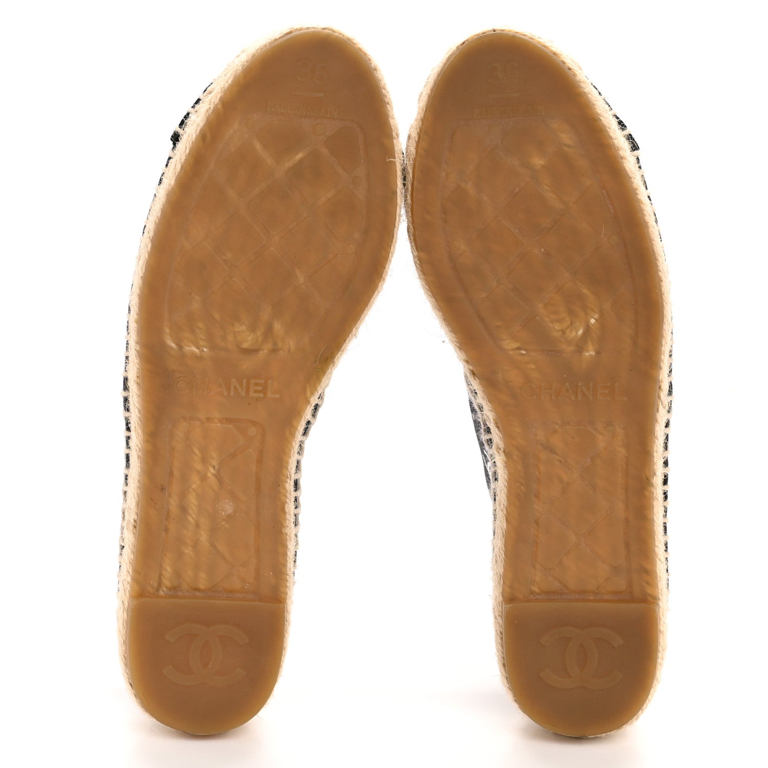 Mesh Grosgrain CC Espadrilles 36 Black White