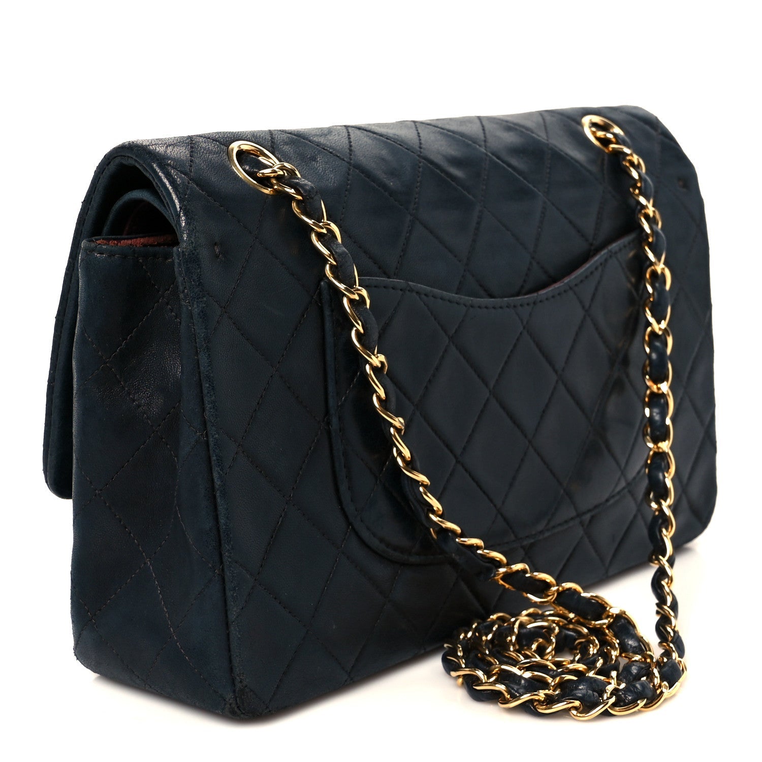 Lambskin Quilted Medium Double Flap Black