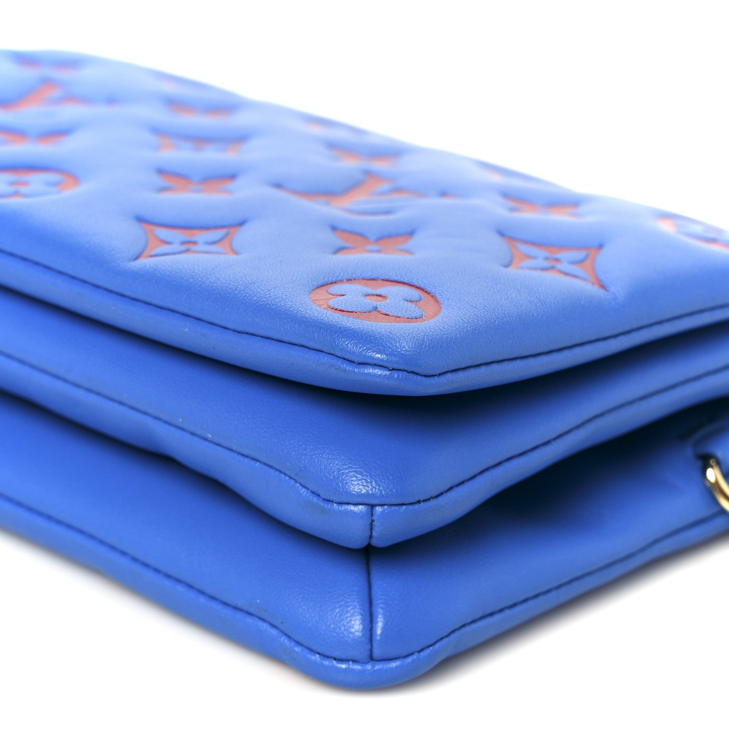 Lambskin Embossed Monogram Vuittamins Pochette Coussin Blue Red