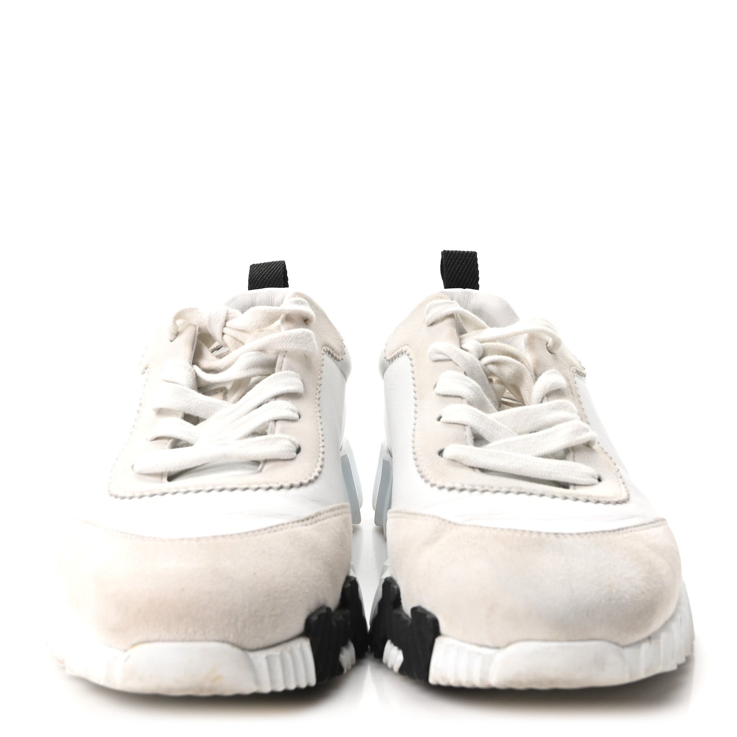 Calfskin Suede Goatskin Bouncing Sneakers 37.5 White Black
