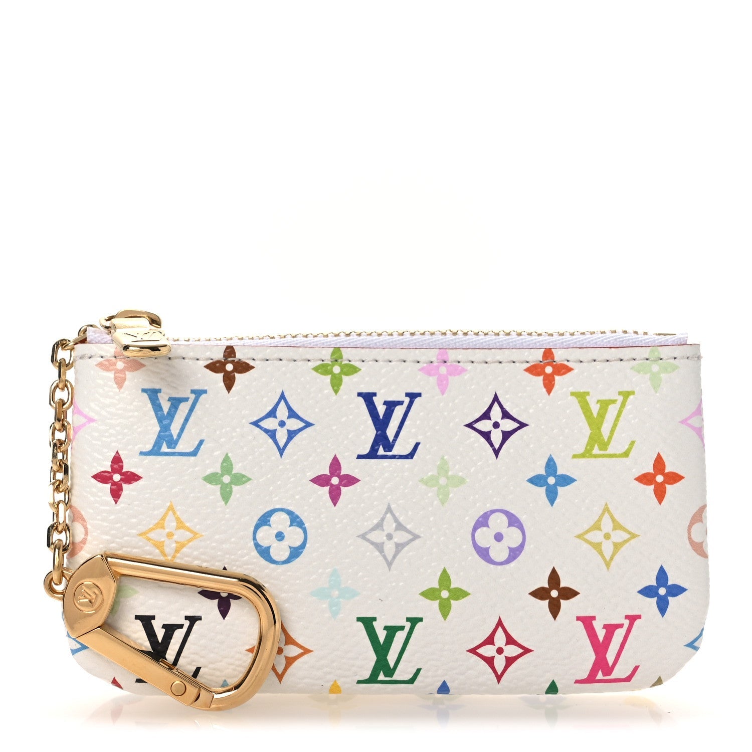 LV X TM Monogram Multicolor Key Pouch White