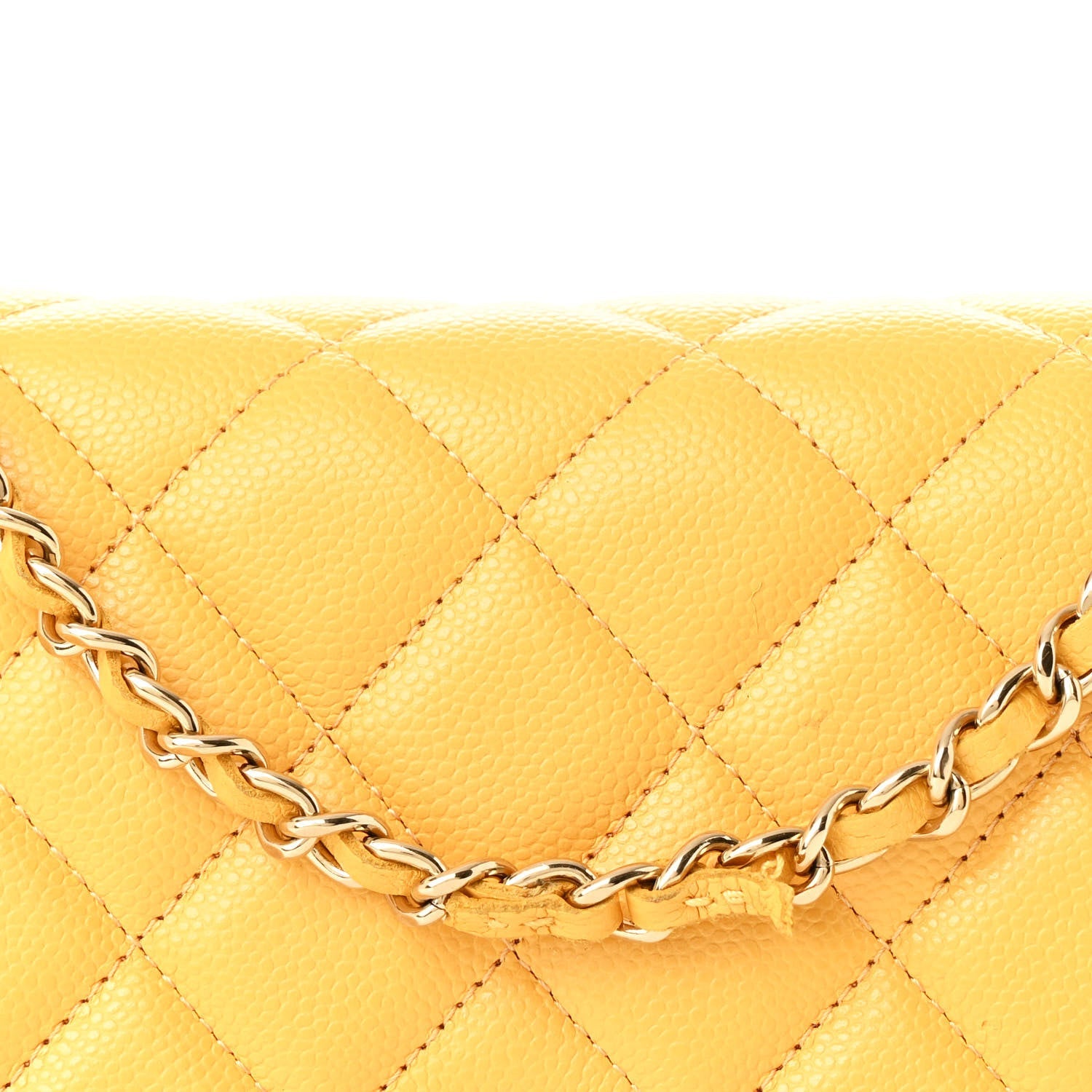 Caviar Quilted Wallet on Chain WOC Yellow