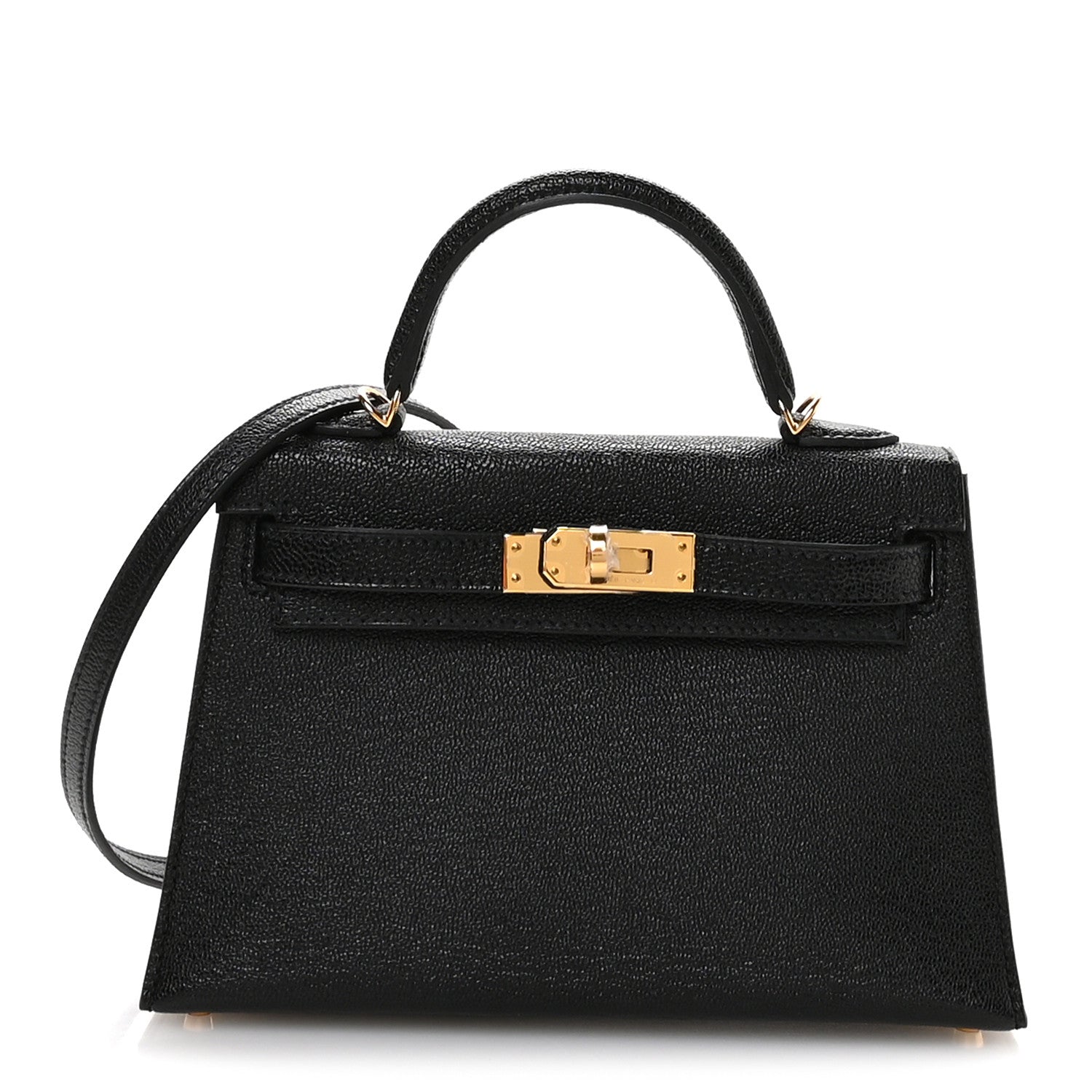 Chevre Mysore Horseshoe Mini Kelly Sellier 20 Black Rose Poupre