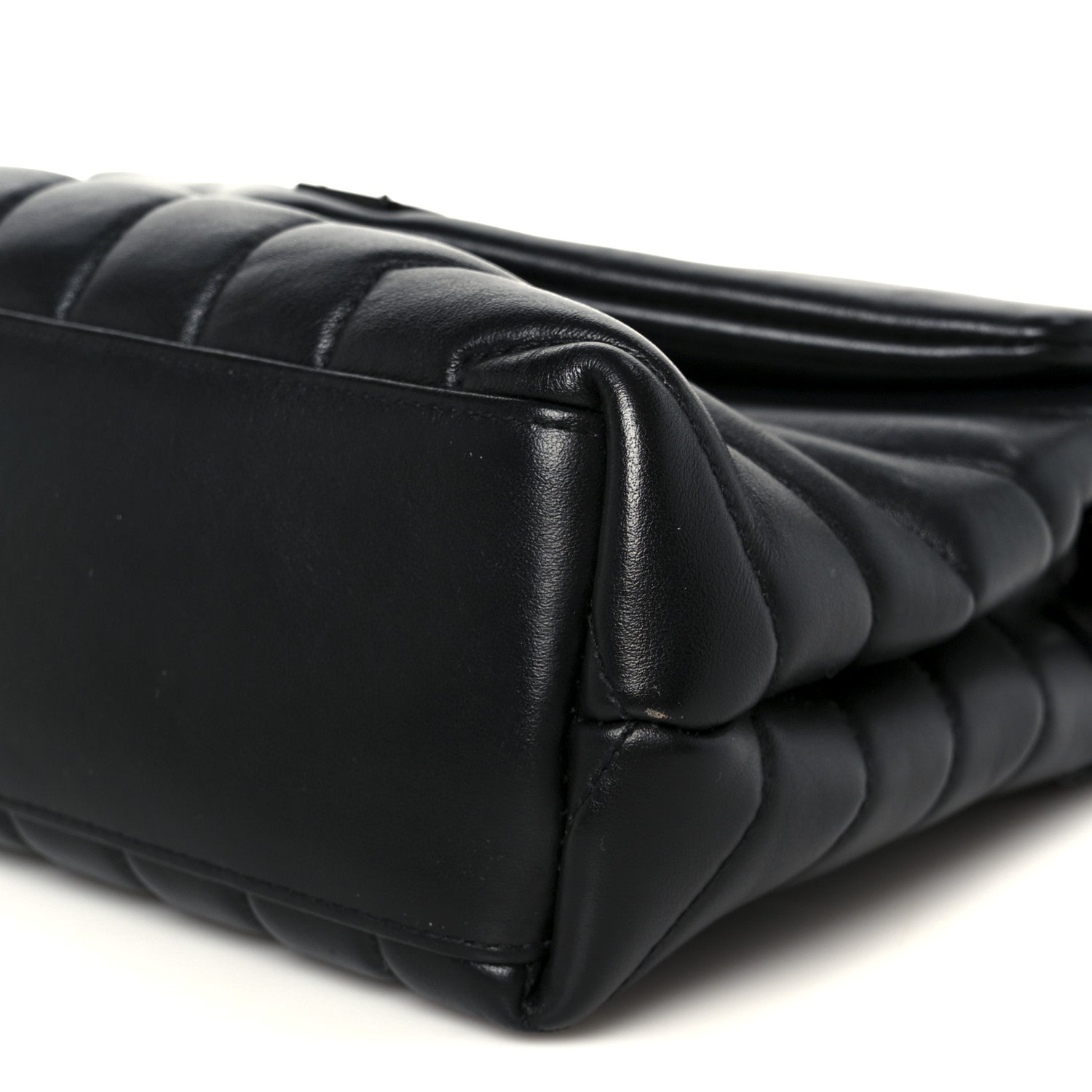 Calfskin Y Quilted Monogram Monochrome Small Loulou Chain Satchel Black