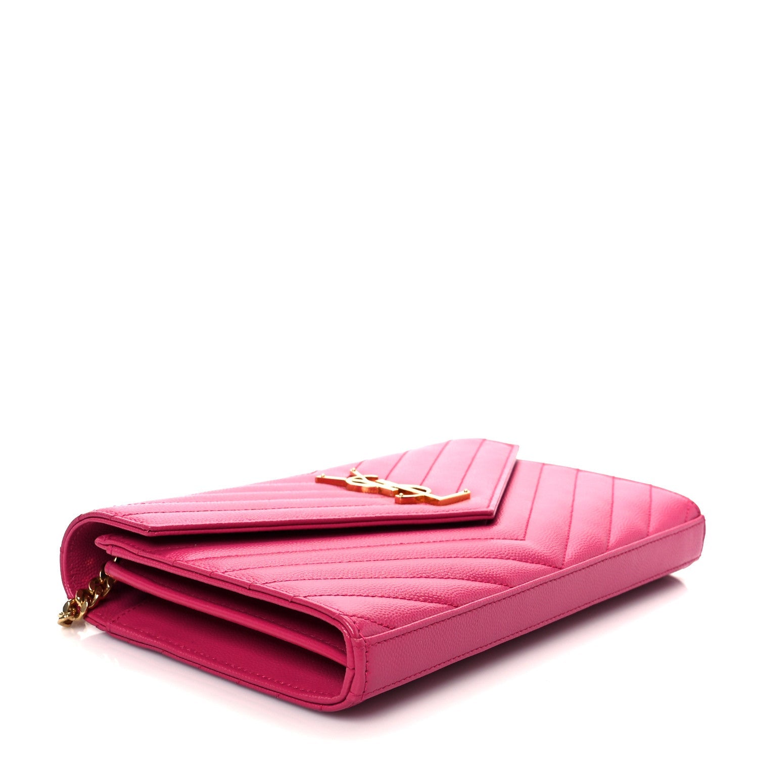 Grain De Poudre Matelasse Chevron Monogram Envelope Chain Wallet Bubblegum