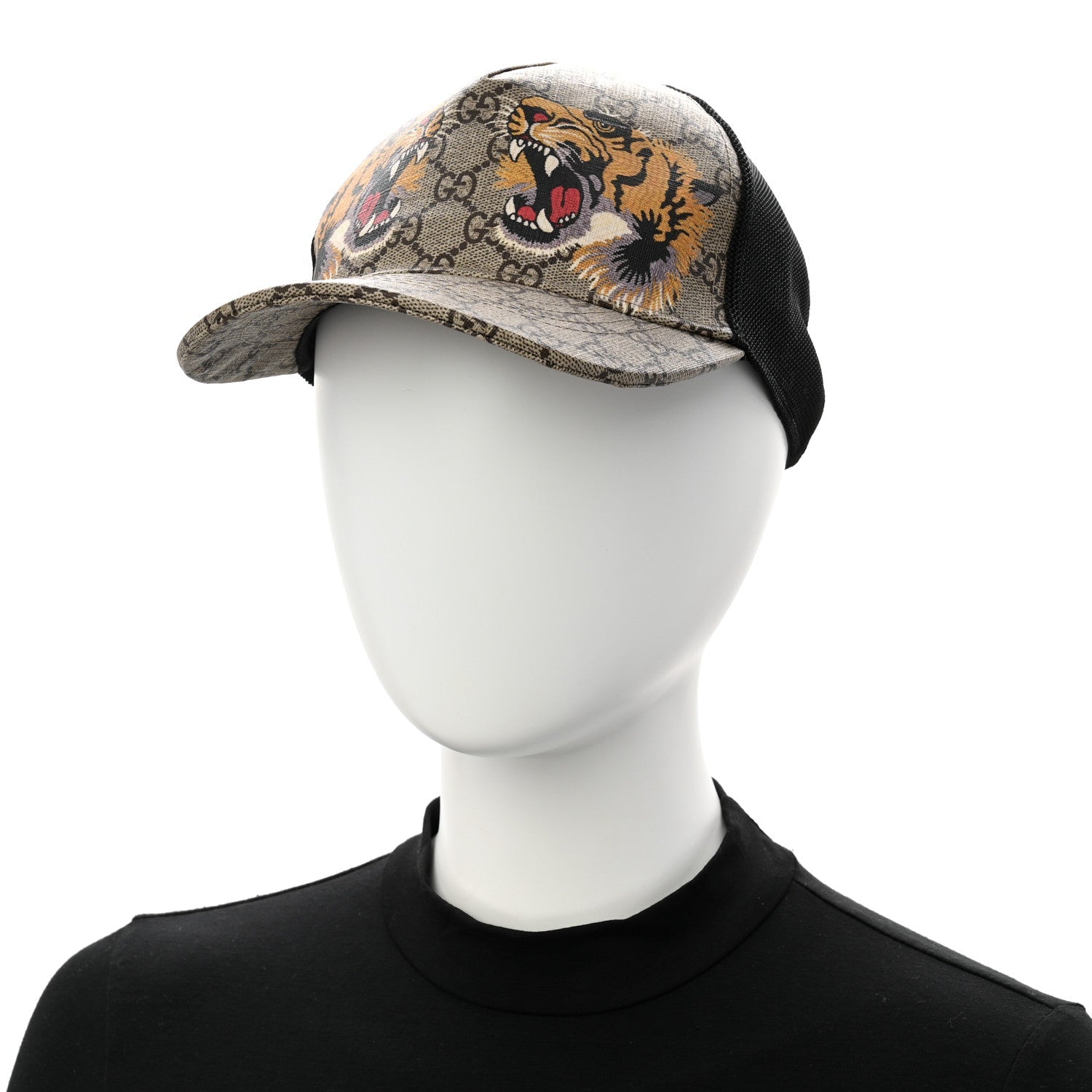 GG Supreme Monogram Tiger Print Baseball Hat L 59 Beige