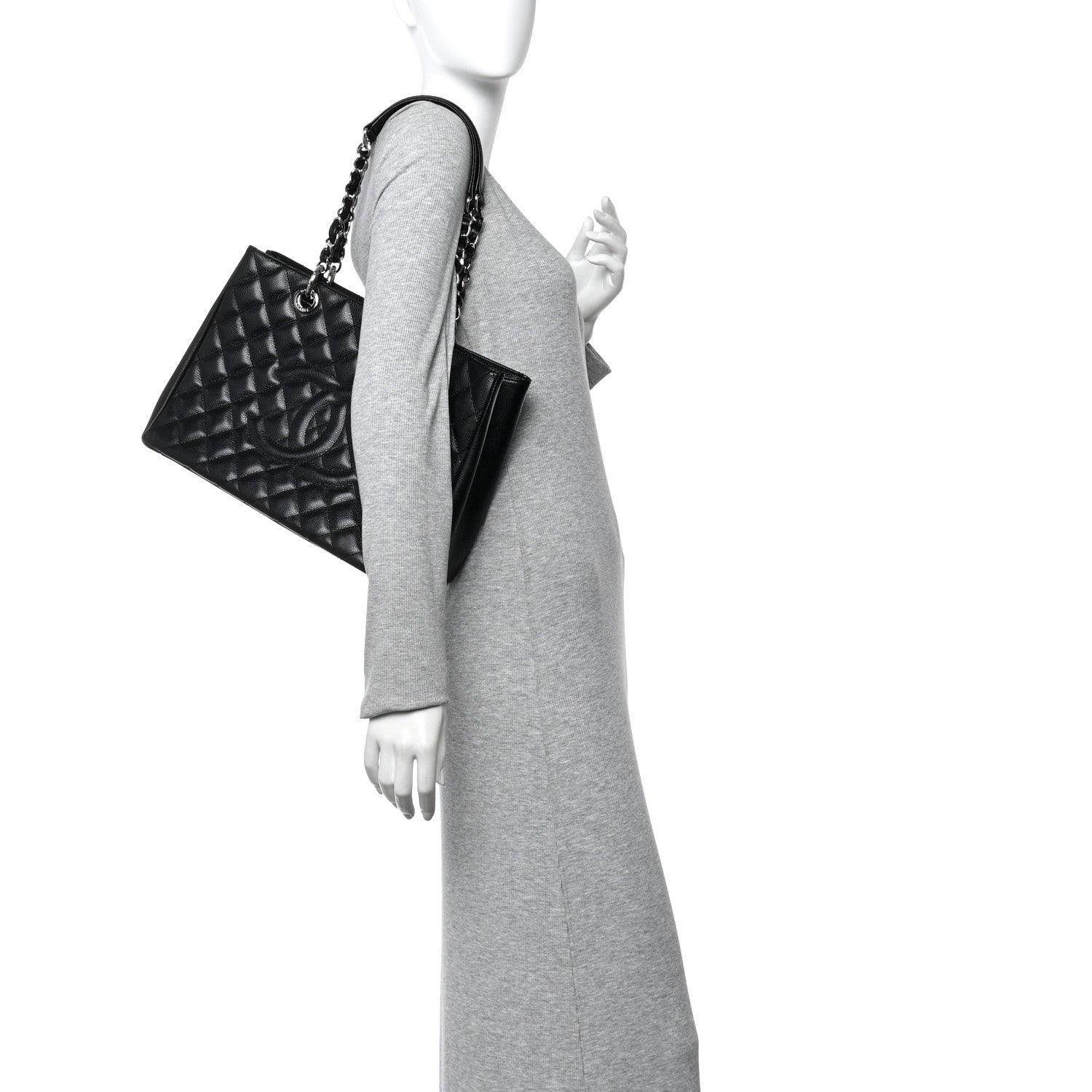 Caviar Quilted Grand Shopping Tote GST Black