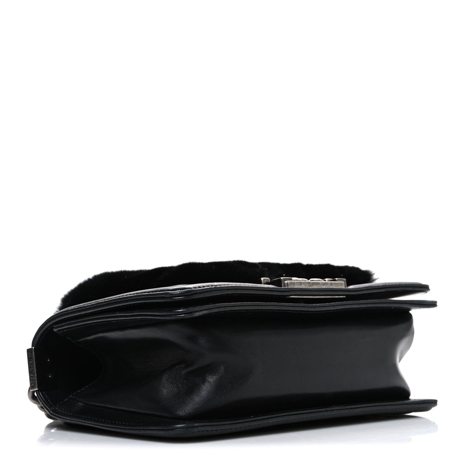 Orylag Rabbit Fur Calfskin Small Boy Flap Black