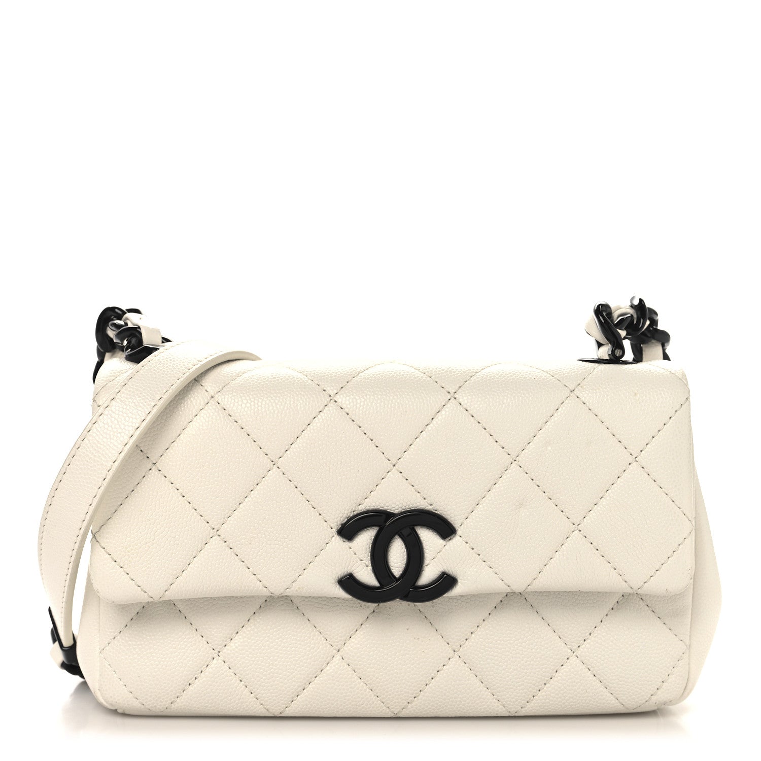 Caviar Quilted My Everything Small Flap White Black