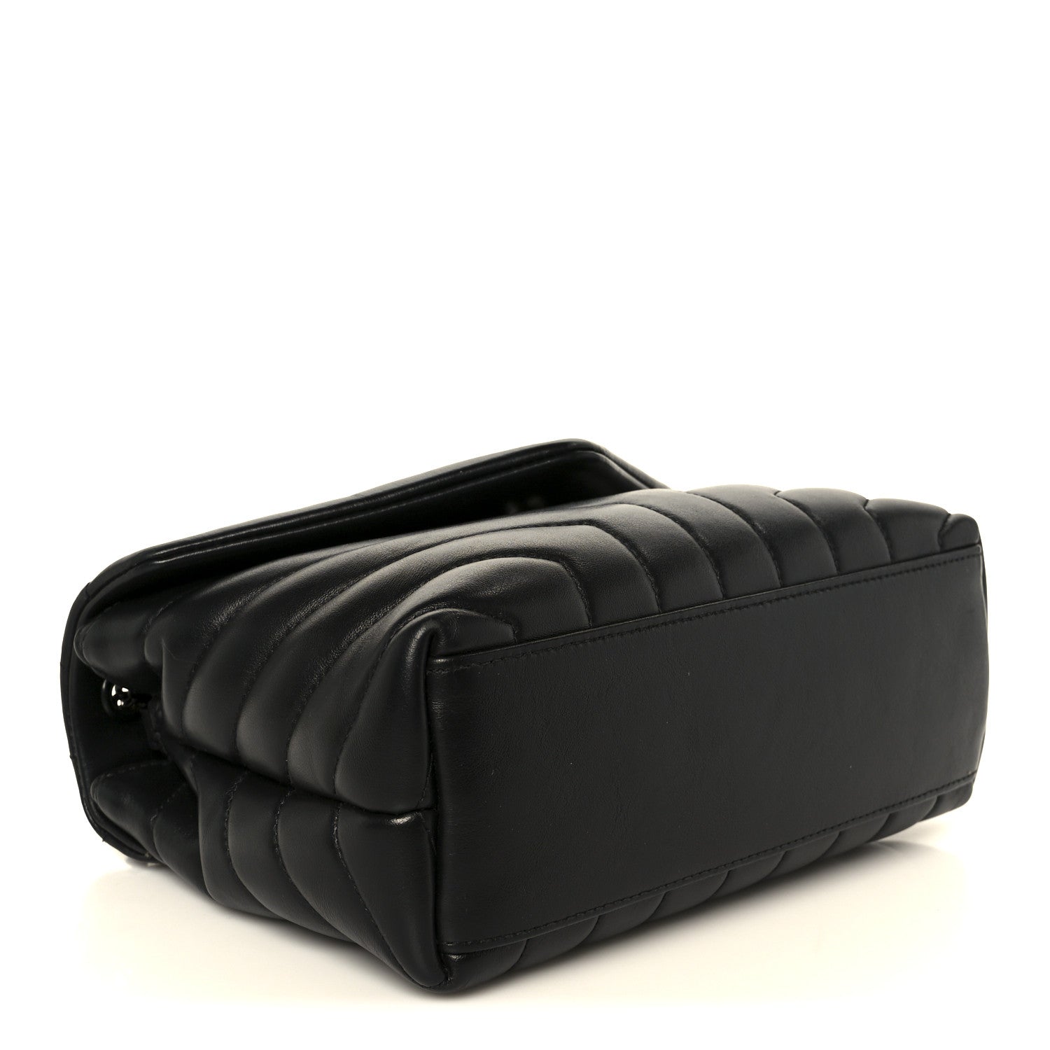 Calfskin Y Quilted Monogram Monochrome Small Loulou Chain Satchel Black
