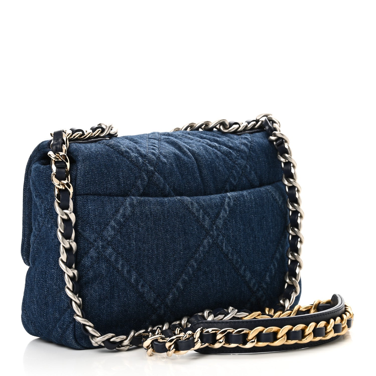 Denim Quilted Medium Chanel 19 Flap Blue