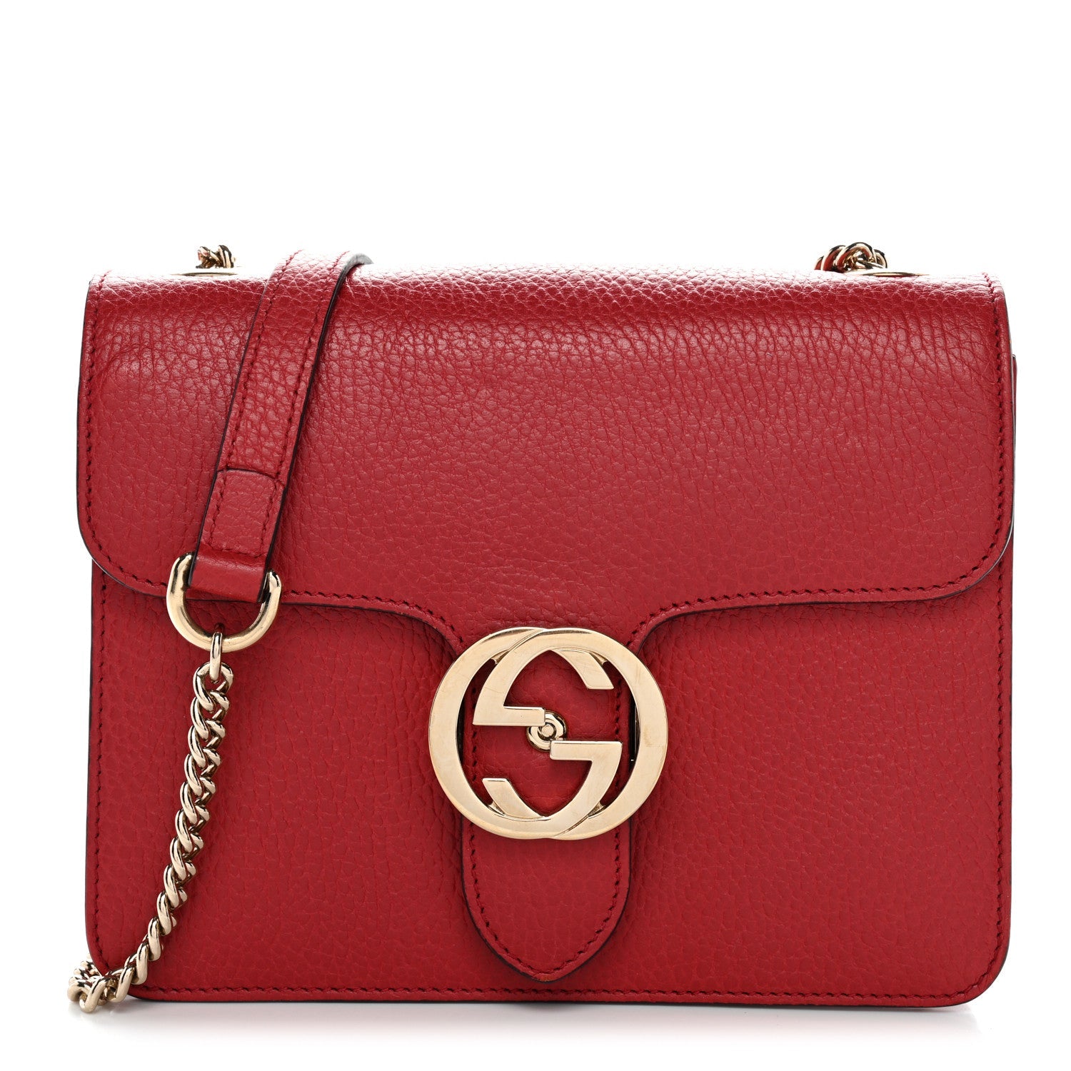 Dollar Calfskin Small Interlocking G Shoulder Bag Red