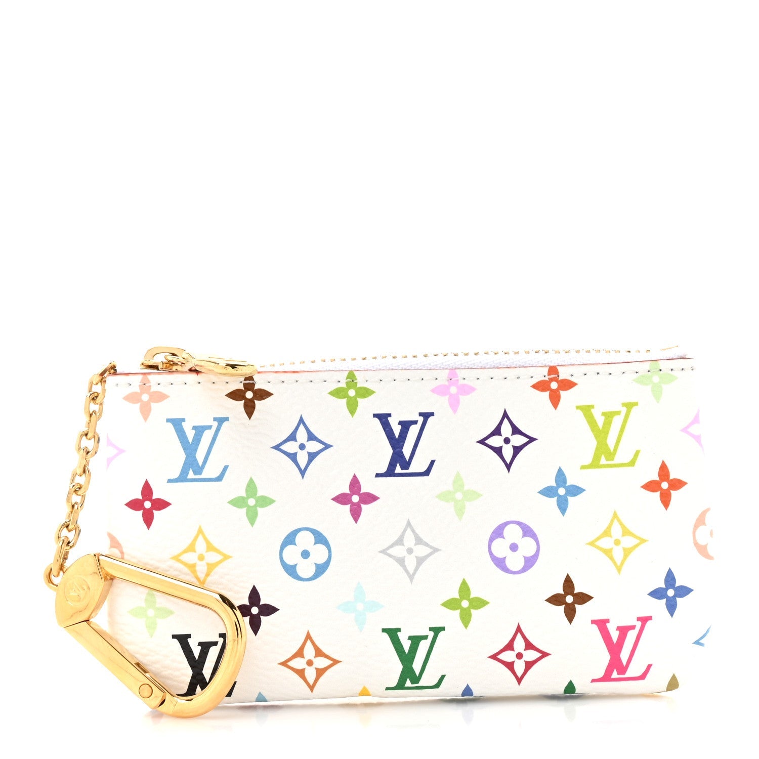 LV X TM Monogram Multicolor Key Pouch White