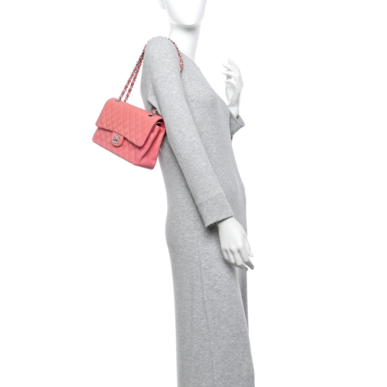 Lambskin Quilted Medium Double Flap Pink