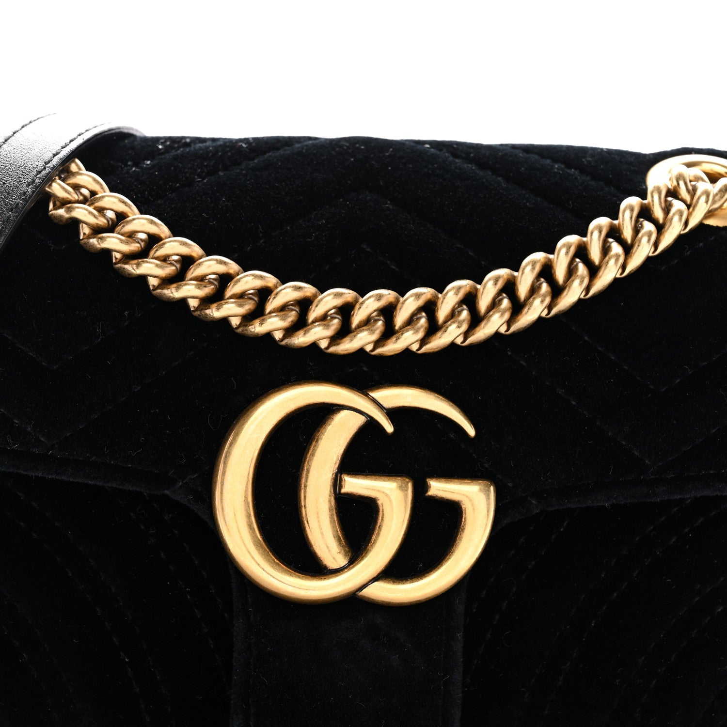 Velvet Matelasse Small GG Marmont Shoulder Bag Black