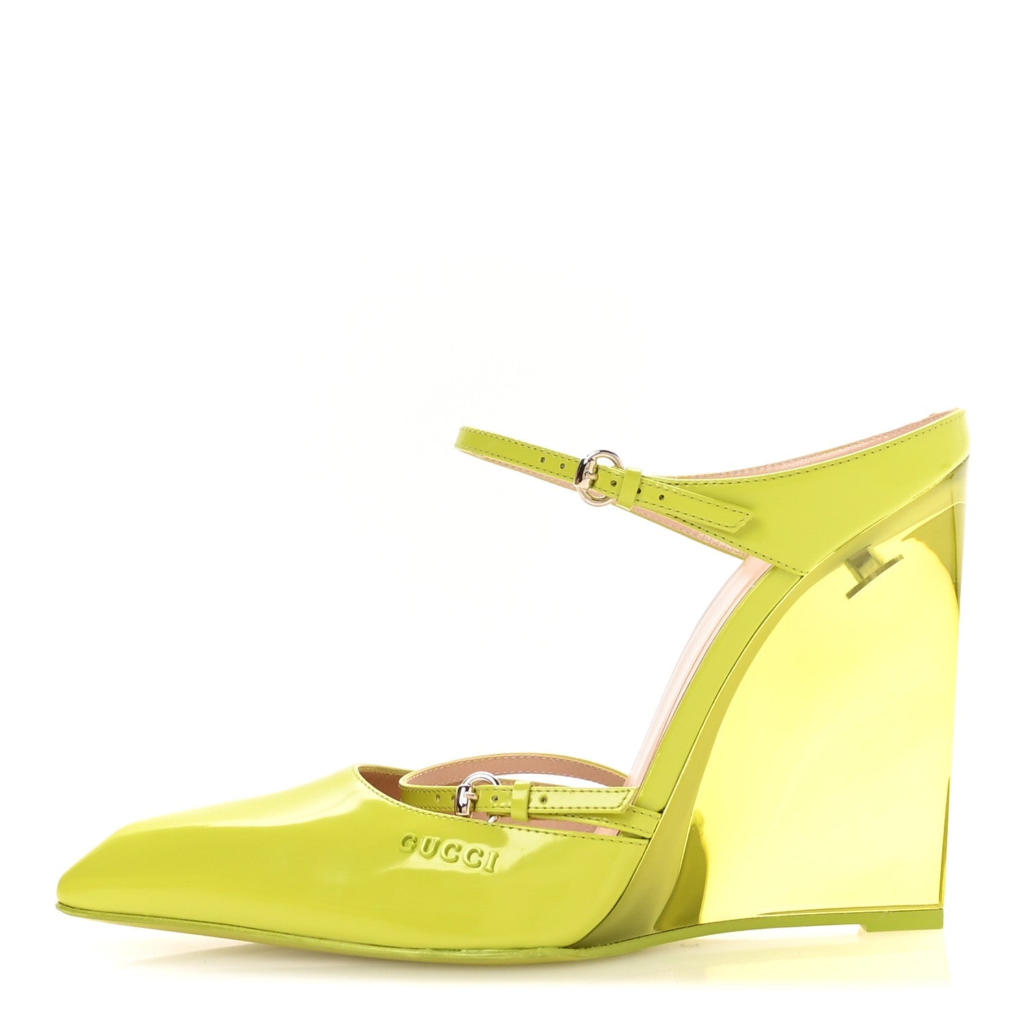 Regent Calfskin Lucite Wedge 110 Mules 39 Firefly