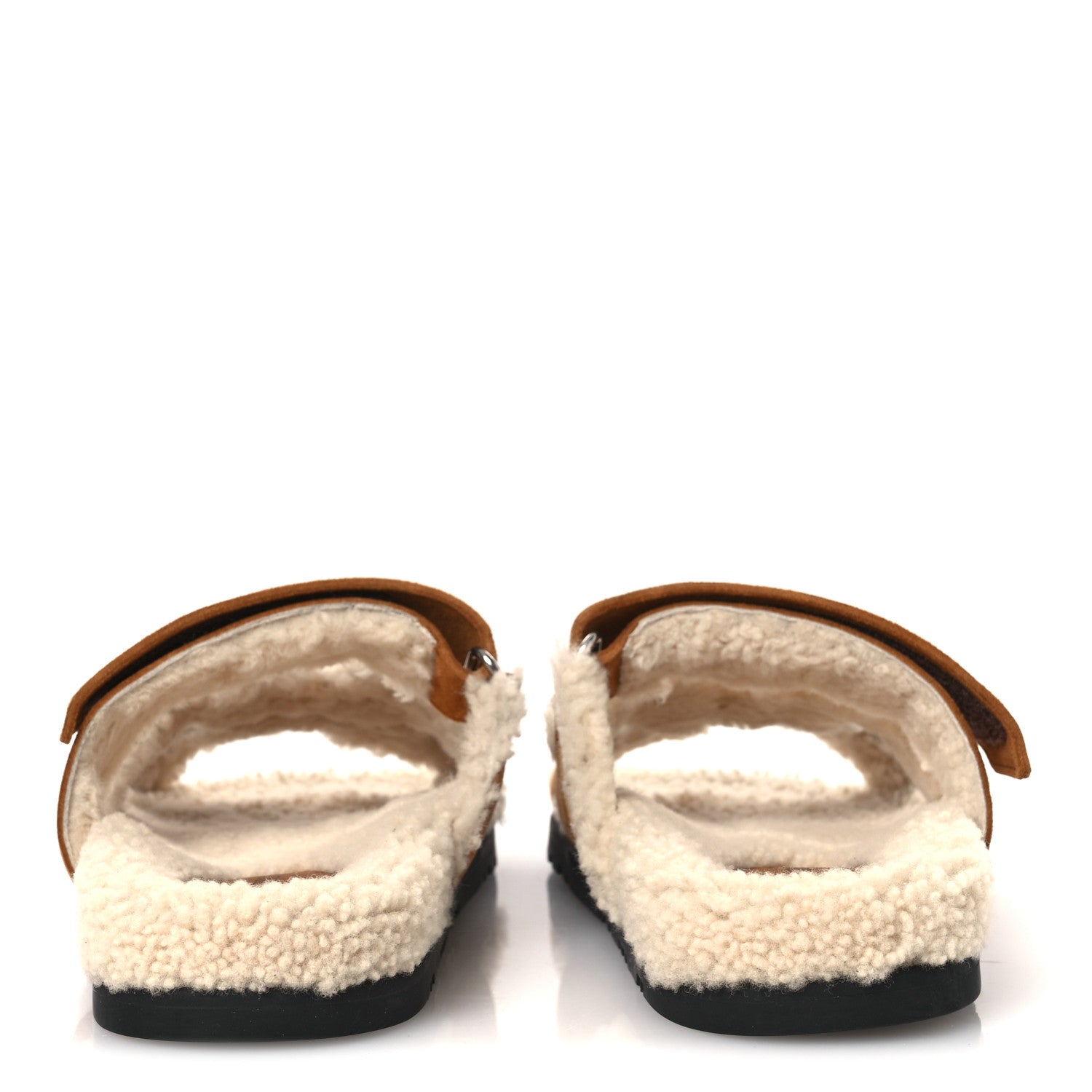 Suede Goatskin Woolskin Womens Chypre Sandals 37 Brun Fume Ecru