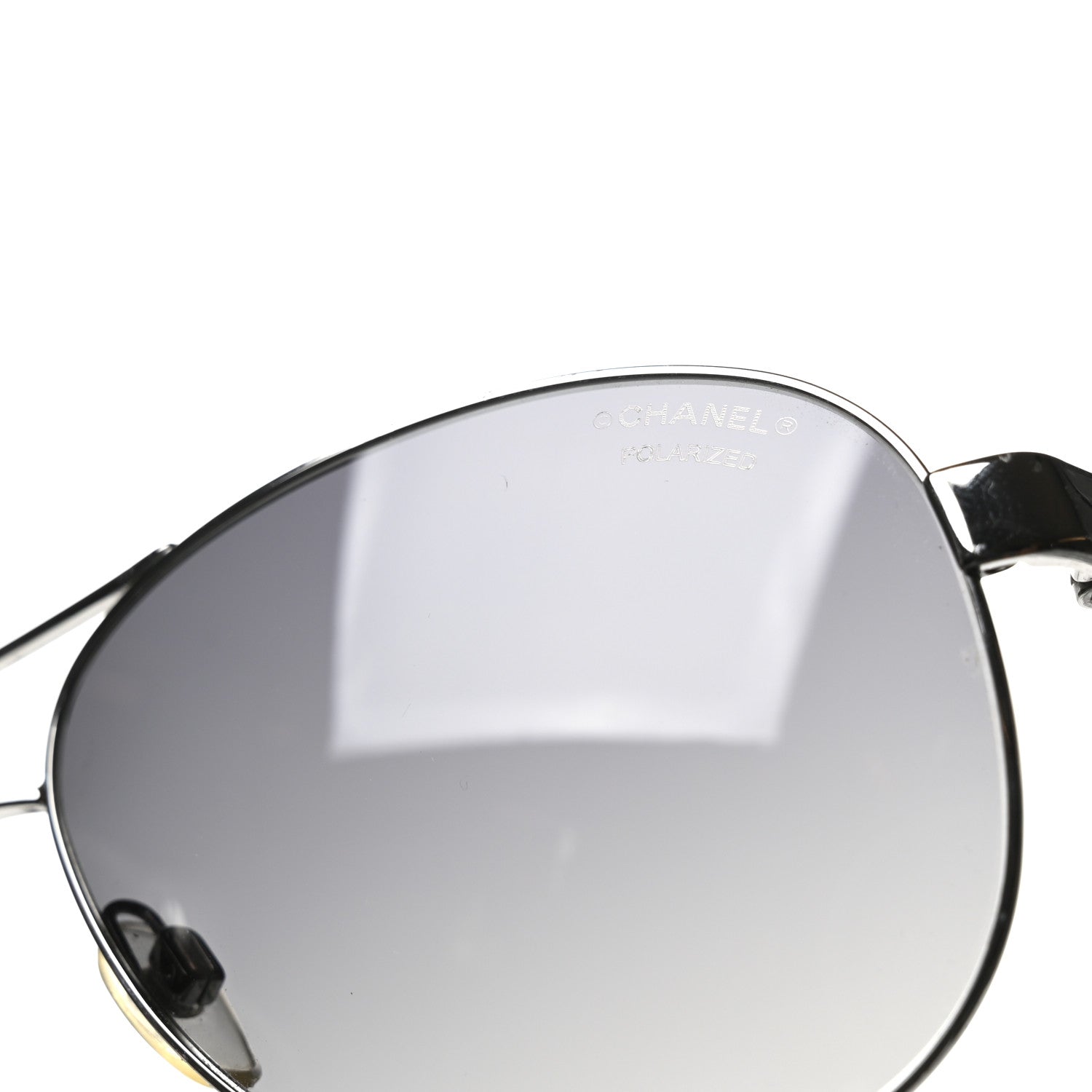 Metal Lambskin Quilted CC Pilot Summer Aviator Sunglasses 4204-Q Black Silver