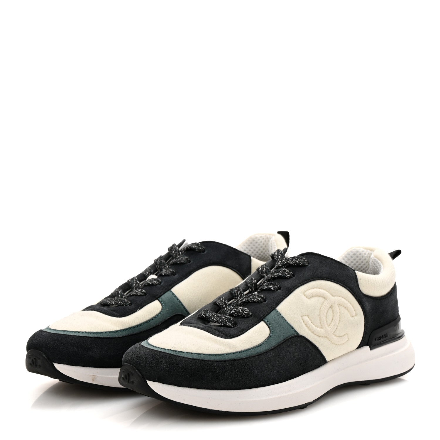 Suede Calfskin Fabric CC Sneakers 39 Dark Grey