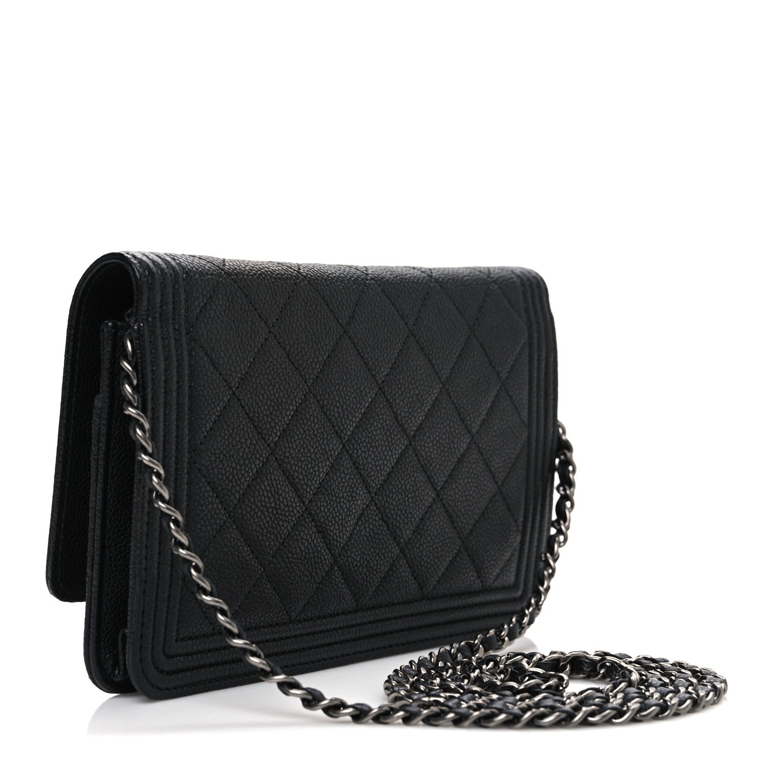 Caviar Quilted Boy Wallet On Chain WOC Black