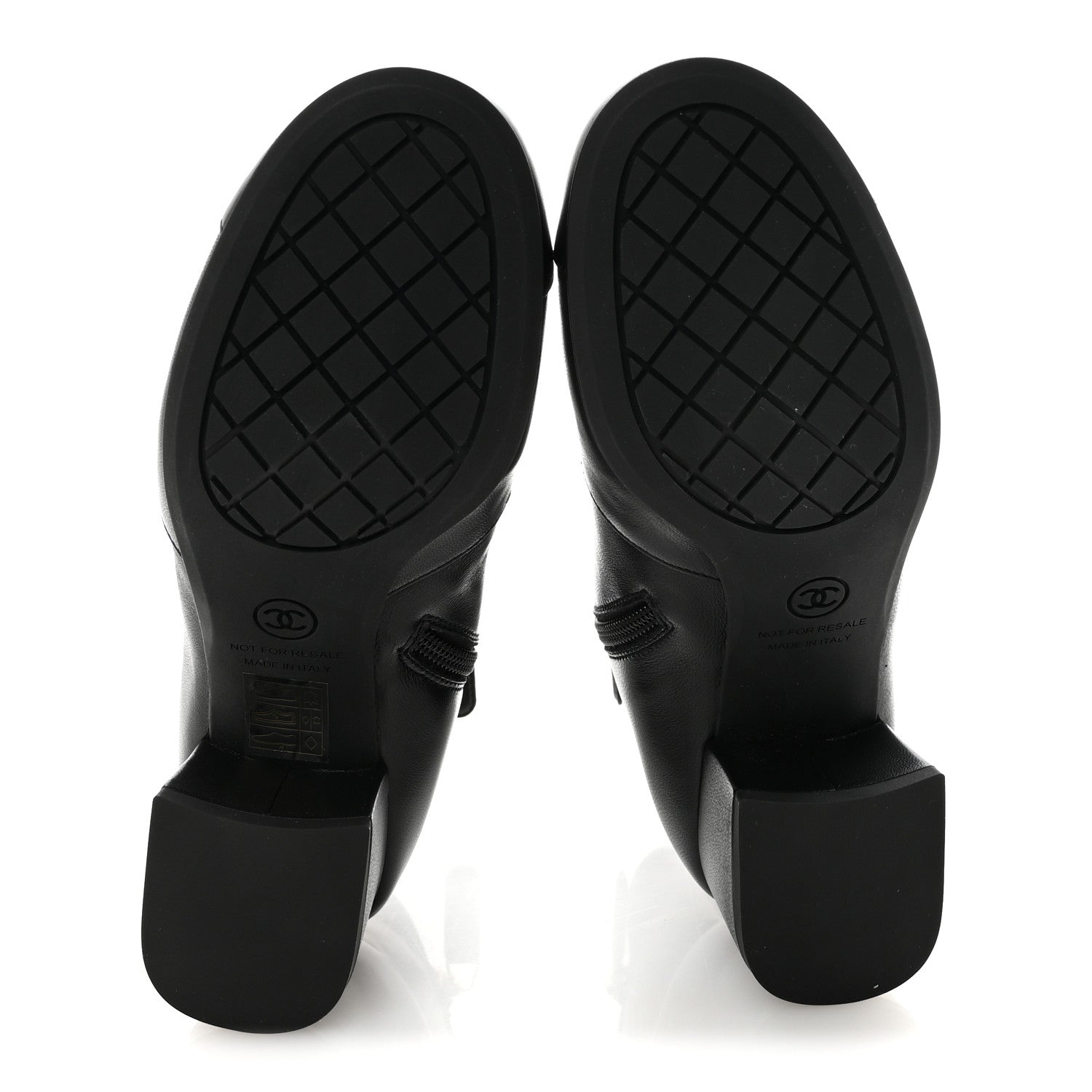 Stretch Lambskin Cap Toe CC Short Boots 35 Black