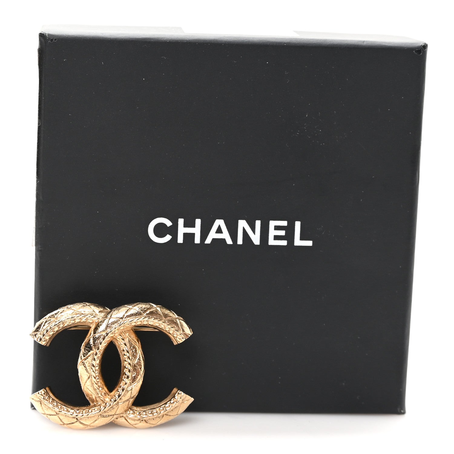 Metal CC Quilted Brooch Light Gold