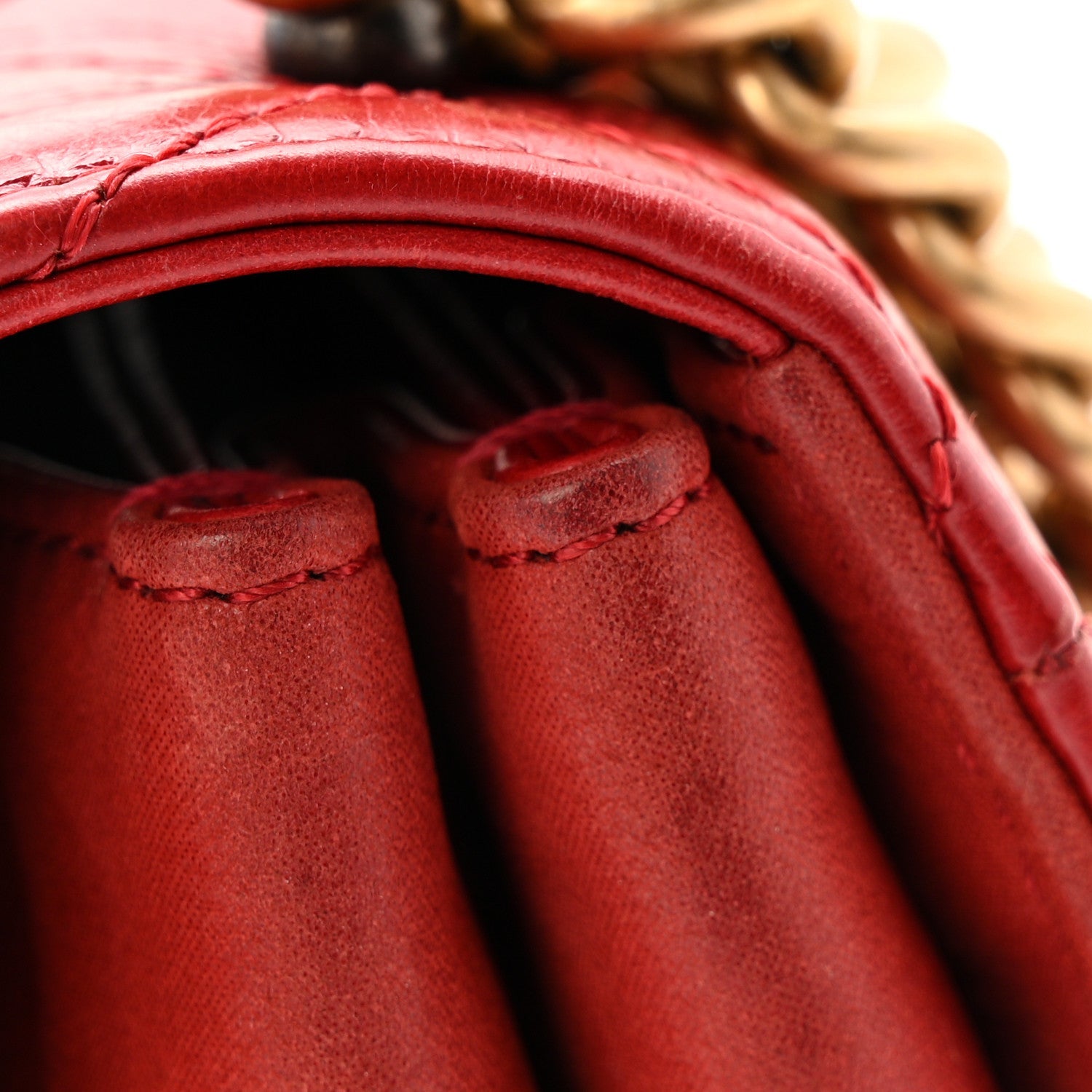 Iridescent Calfskin Quilted Small Straight Lined Flap Red