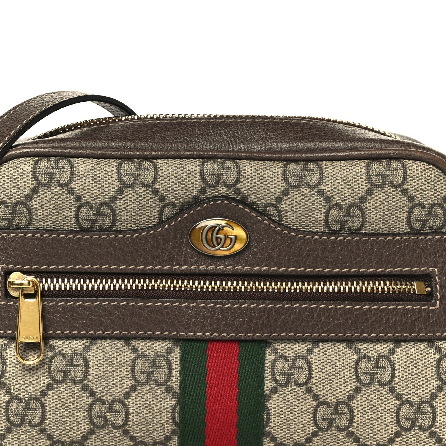 GG Supreme Monogram Web Mini Ophidia Shoulder Bag Brown
