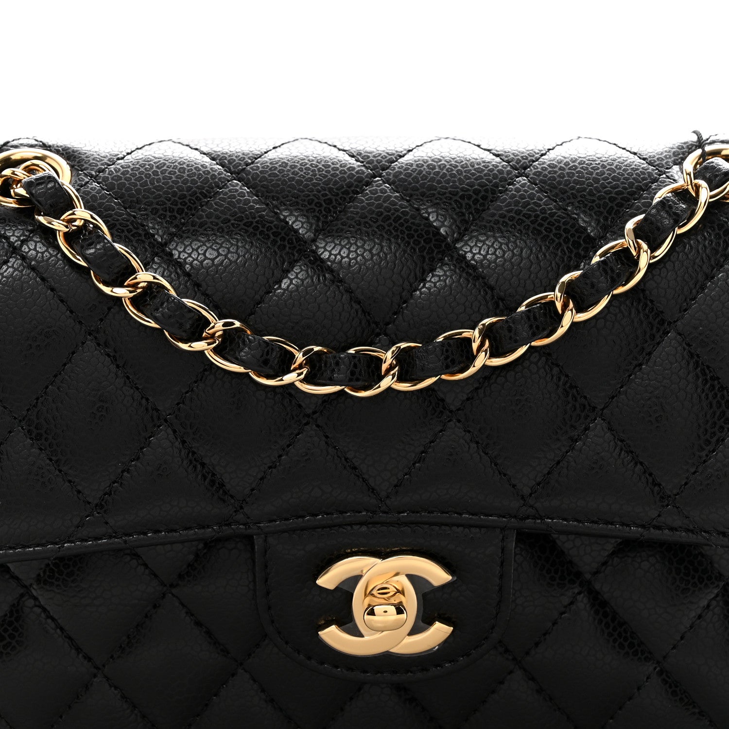 Caviar Quilted Small Double Flap Black