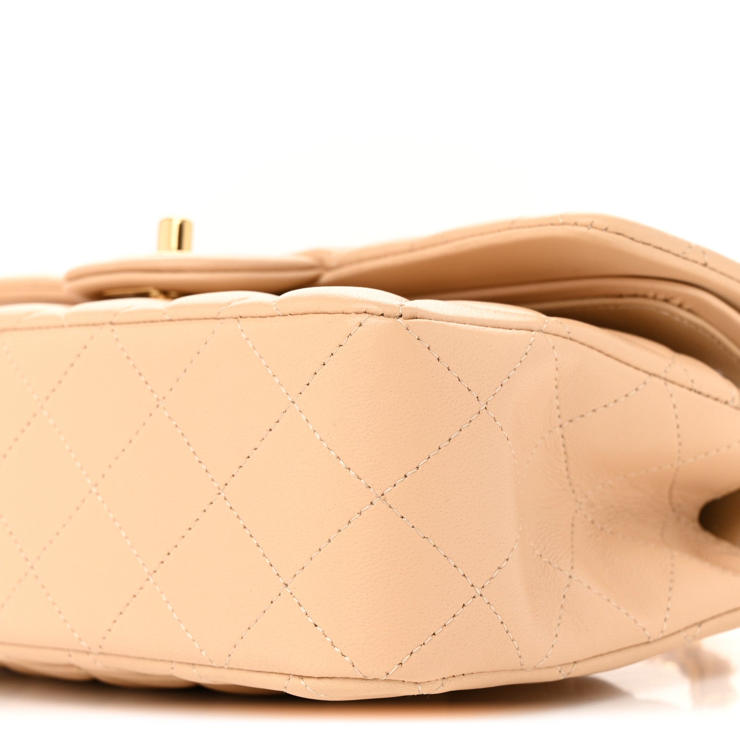 Lambskin Quilted Small Double Flap Beige